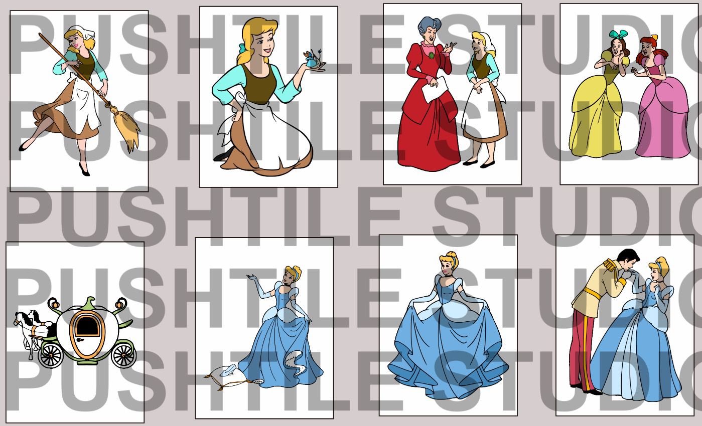  Pre-Release Push Tile Game 2 Player Set（ Cinderella ) 65 Tiles