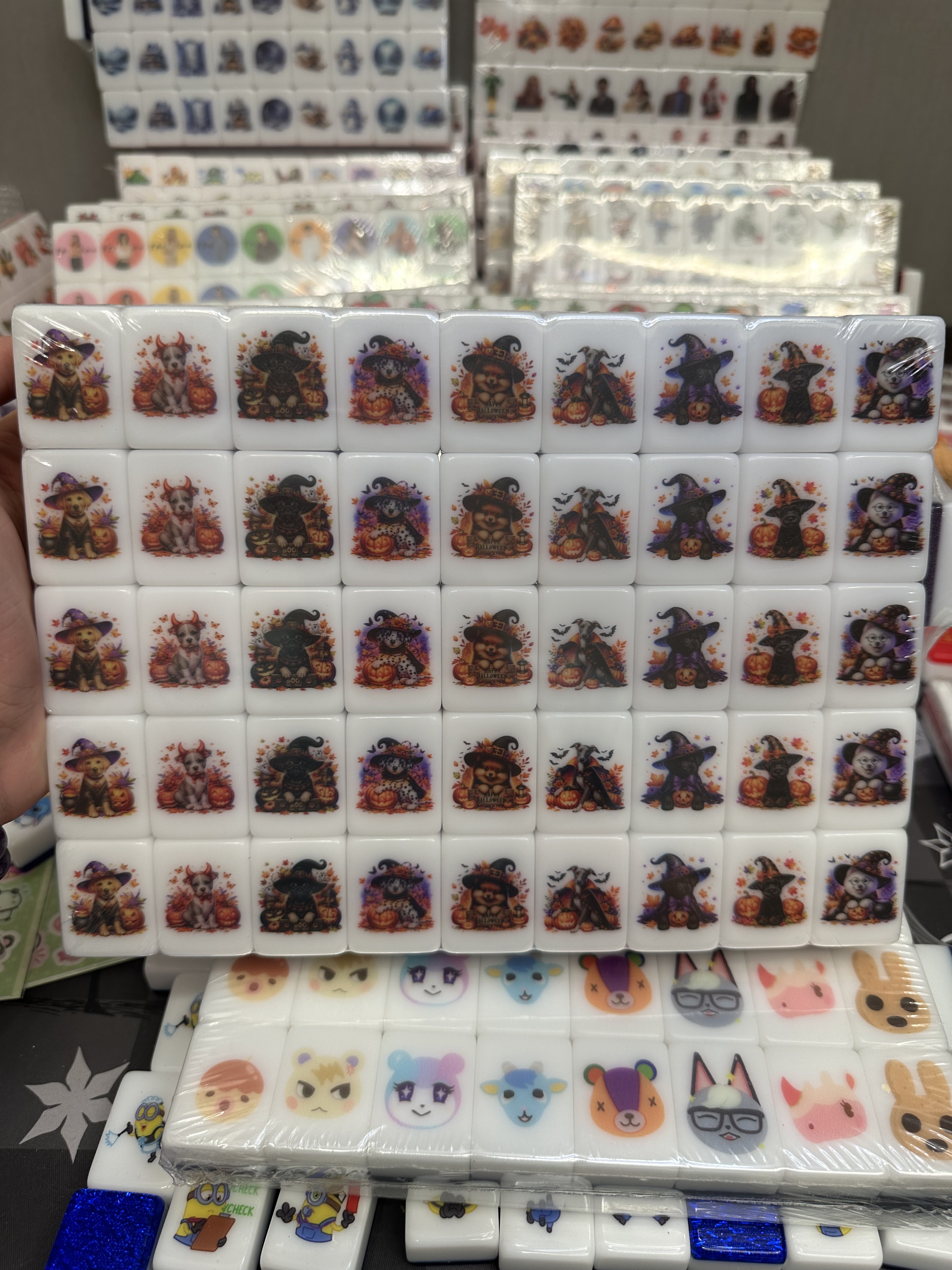 Push Tile Game Deluxe 2 Player Set（ Halloween Cats VS Dogs ）91 Tiles