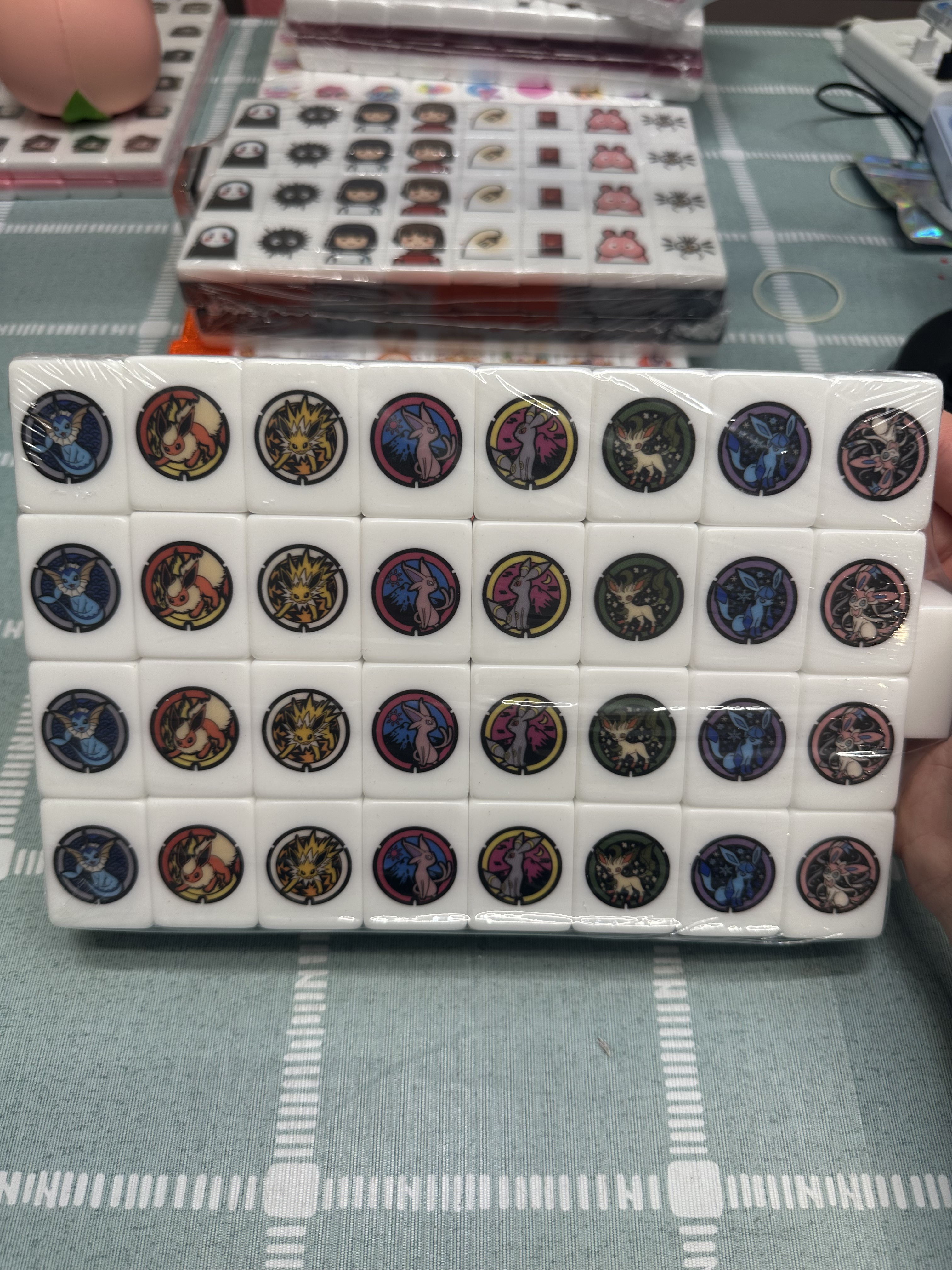 PushTile Mahjong Tile Game Silver 65 tiles ( Pokemon - Eeveelution Set ) tiktok new viral trending rummy dominos