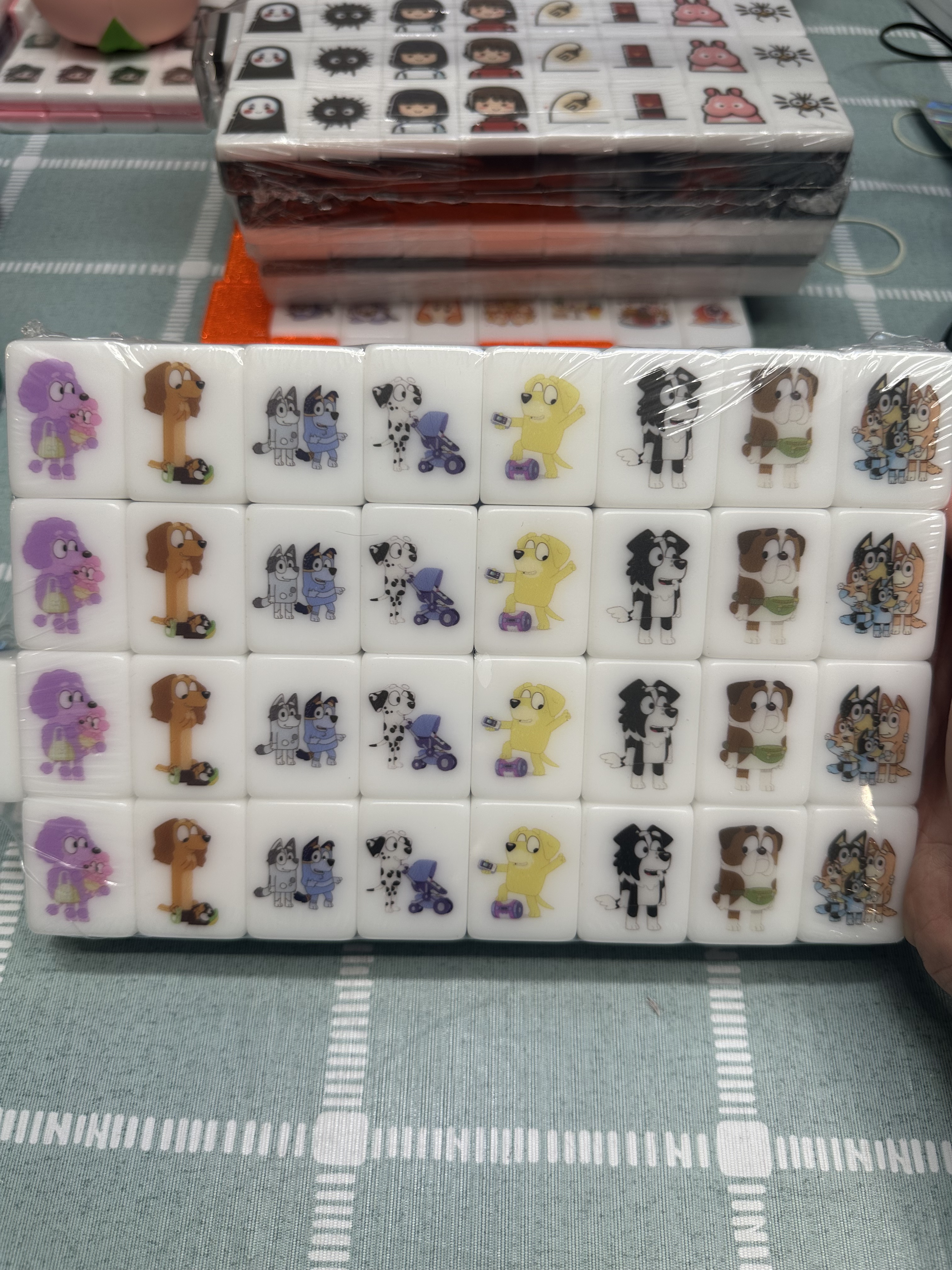 Pre-release PushTile Mahjong Tile Game Navy Blue 65 tiles ( Bluey - Kiddos VS Parents ) tiktok new viral trending rummy dominos