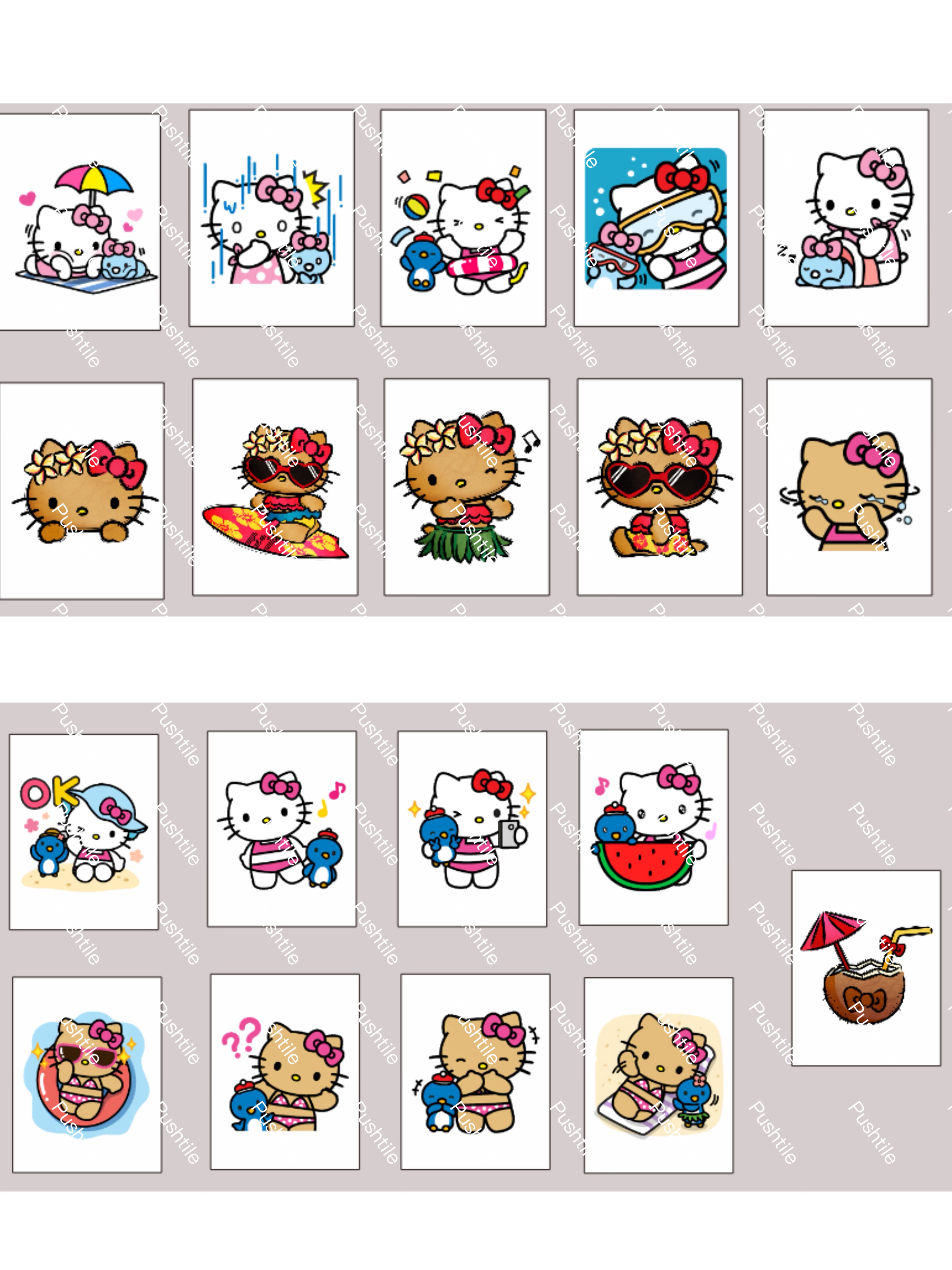 Push Tile Game Deluxe 2 Player Set（ Sanrio Beach Girl Hello Kitty Deluxe ）91 Tiles