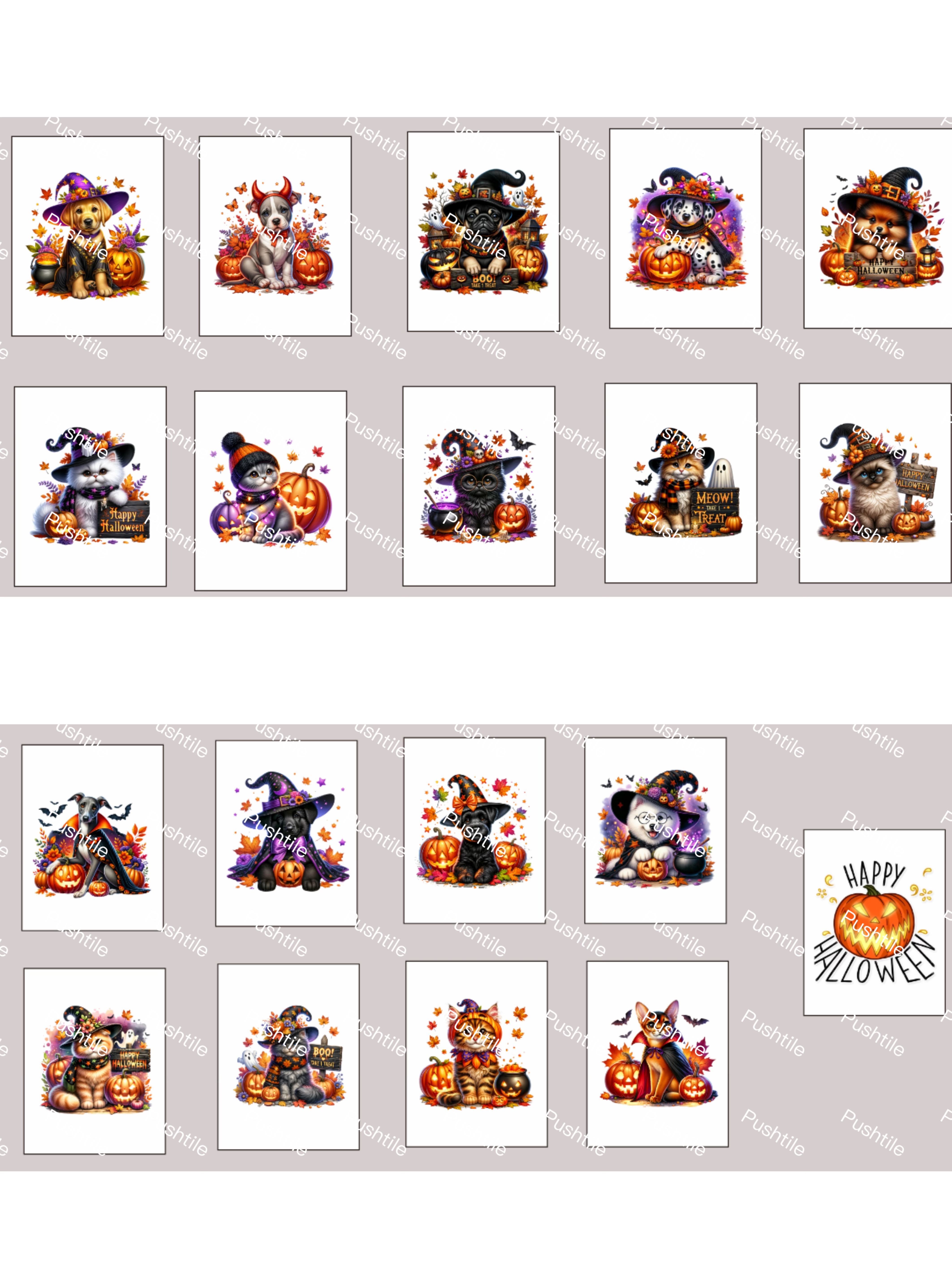 Push Tile Game Deluxe 2 Player Set（ Halloween Cats VS Dogs ）91 Tiles