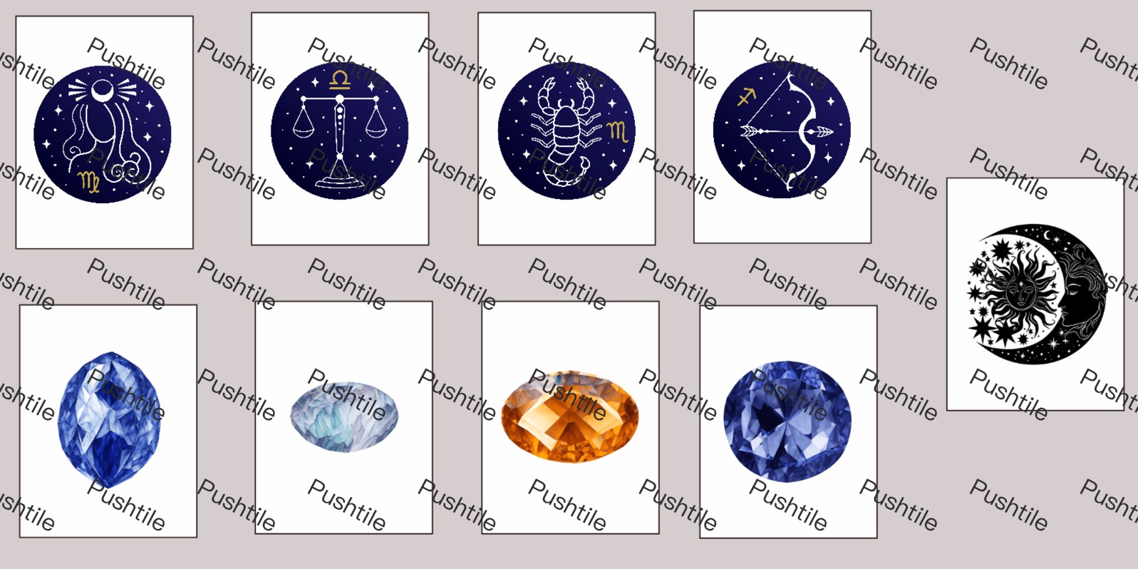 Pre-oreder Push Tile Game Deluxe 2 Player Set（ 12 Zodiac VS Birthstone ）97 Tiles