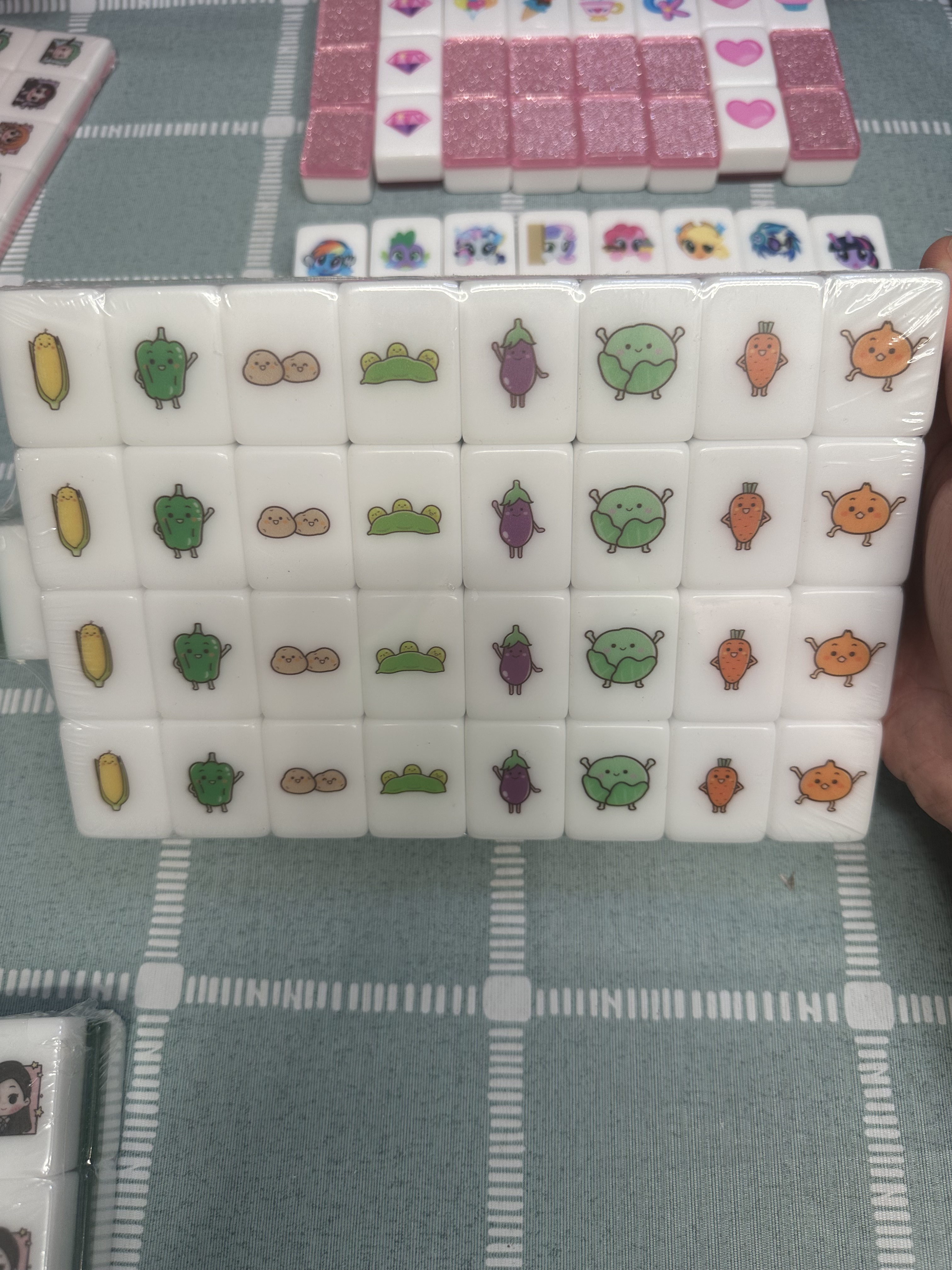 Push Tile Game 2 Player Set ( Cute Fruits VS Vegetables ) 65 Tiles 