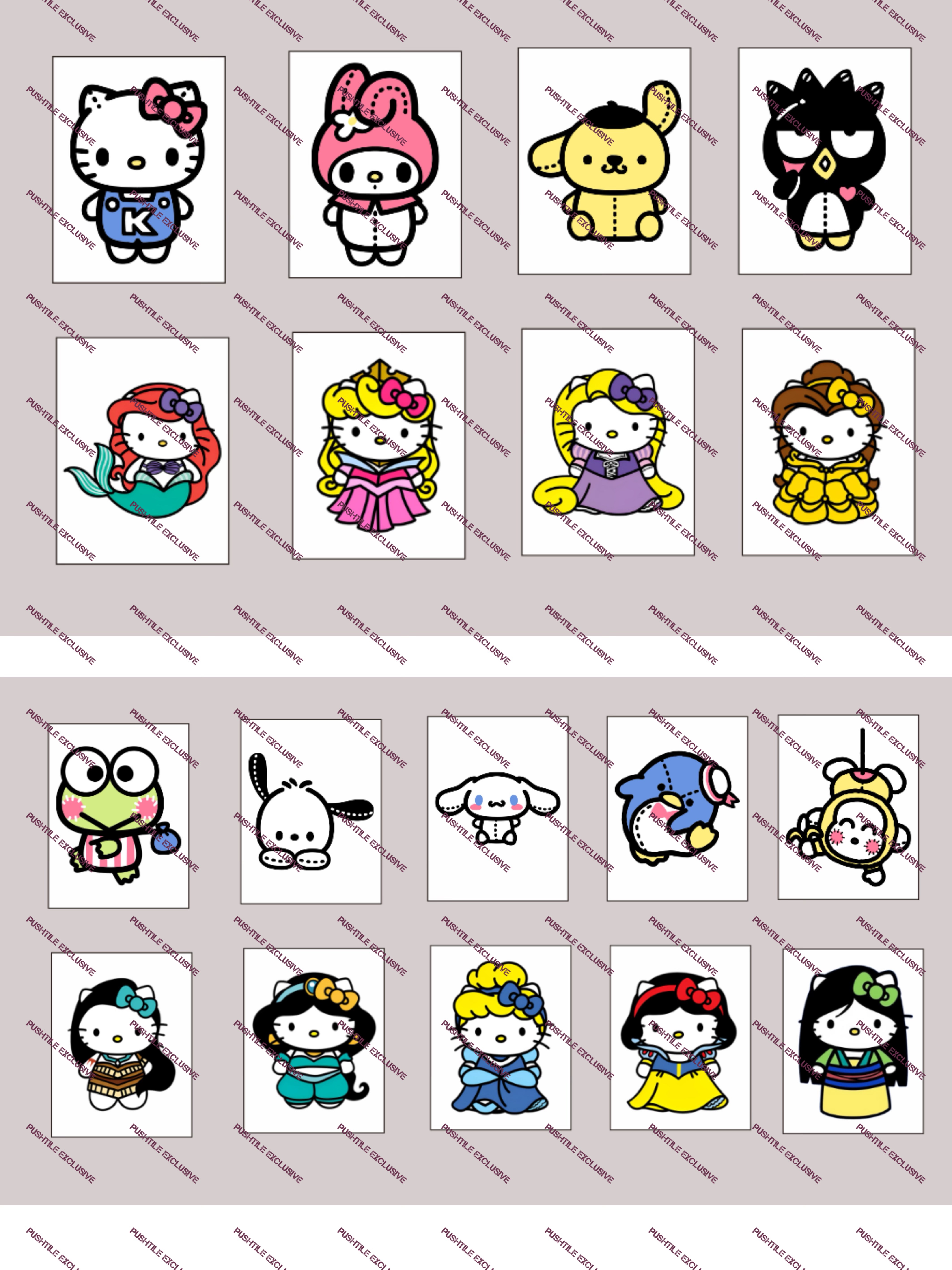 Push Tile Game Deluxe 2 Player Set（ Sanrio Doll VS HK Princess Cosplay ）91 Tiles