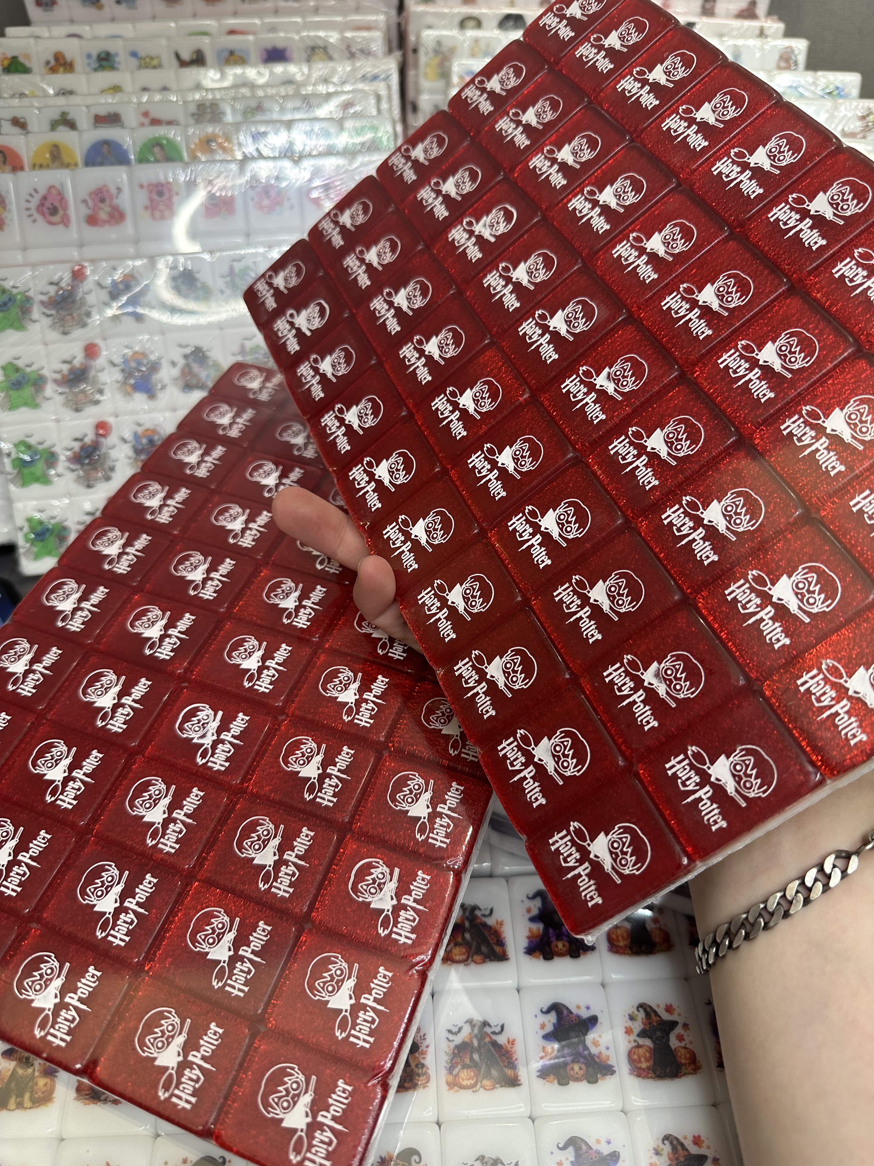 Push Tile Game Deluxe 2 Player Set（ Engraved Harry Potter ft Pokemon Set ）101 Tiles