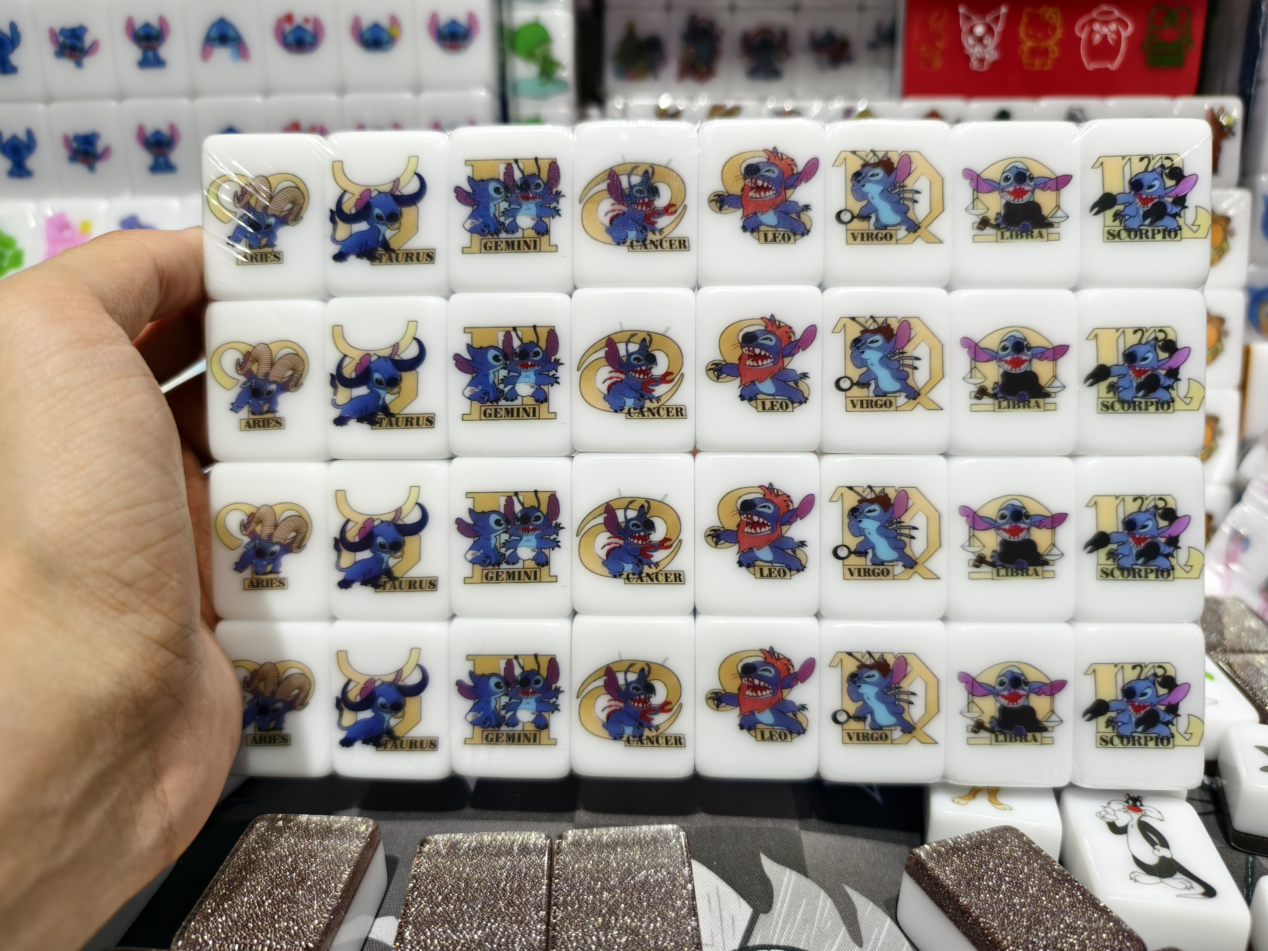 Push Tile Game Deluxe 2 Player Set（ Stitch  Astrology VS Chinese Zodiac ）97 Tiles