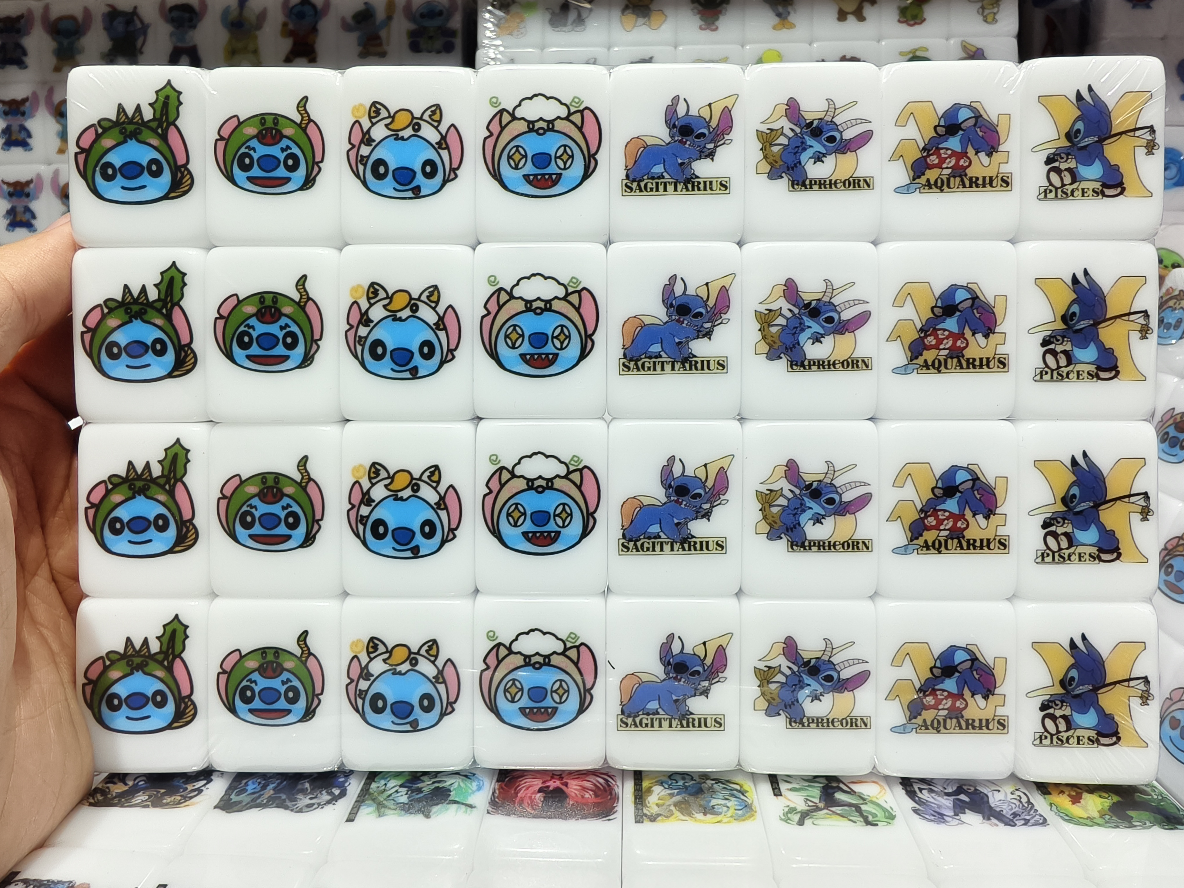 Push Tile Game Deluxe 2 Player Set（ Stitch  Astrology VS Chinese Zodiac ）97 Tiles