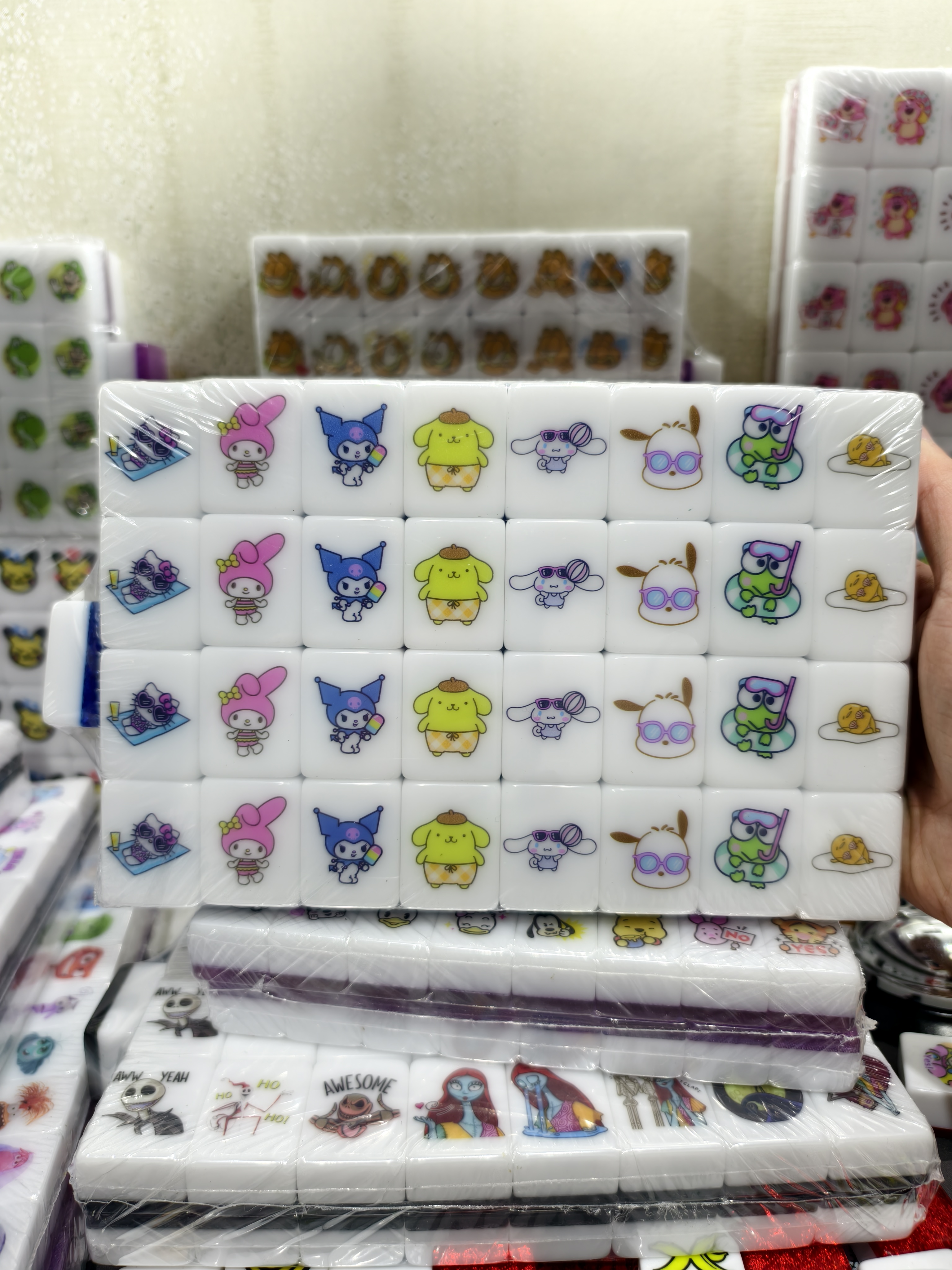 Push Tile Game 2 Player Set（ Sanrio - Snow Season VS Pool Party ）65 Tiles