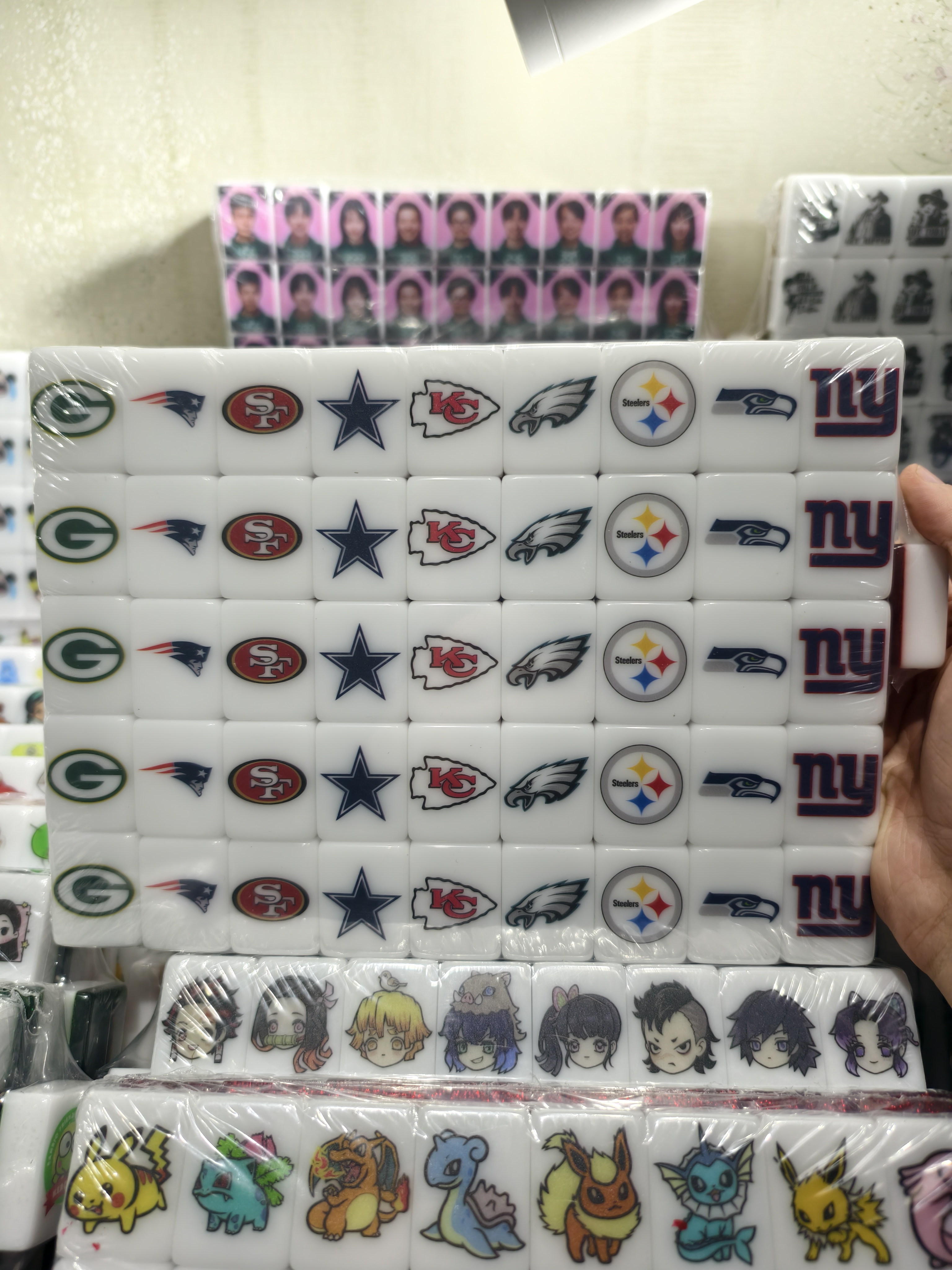 Push Tile Game Deluxe 2 Player Set（ NFL VS Country Flags ）91 Tiles