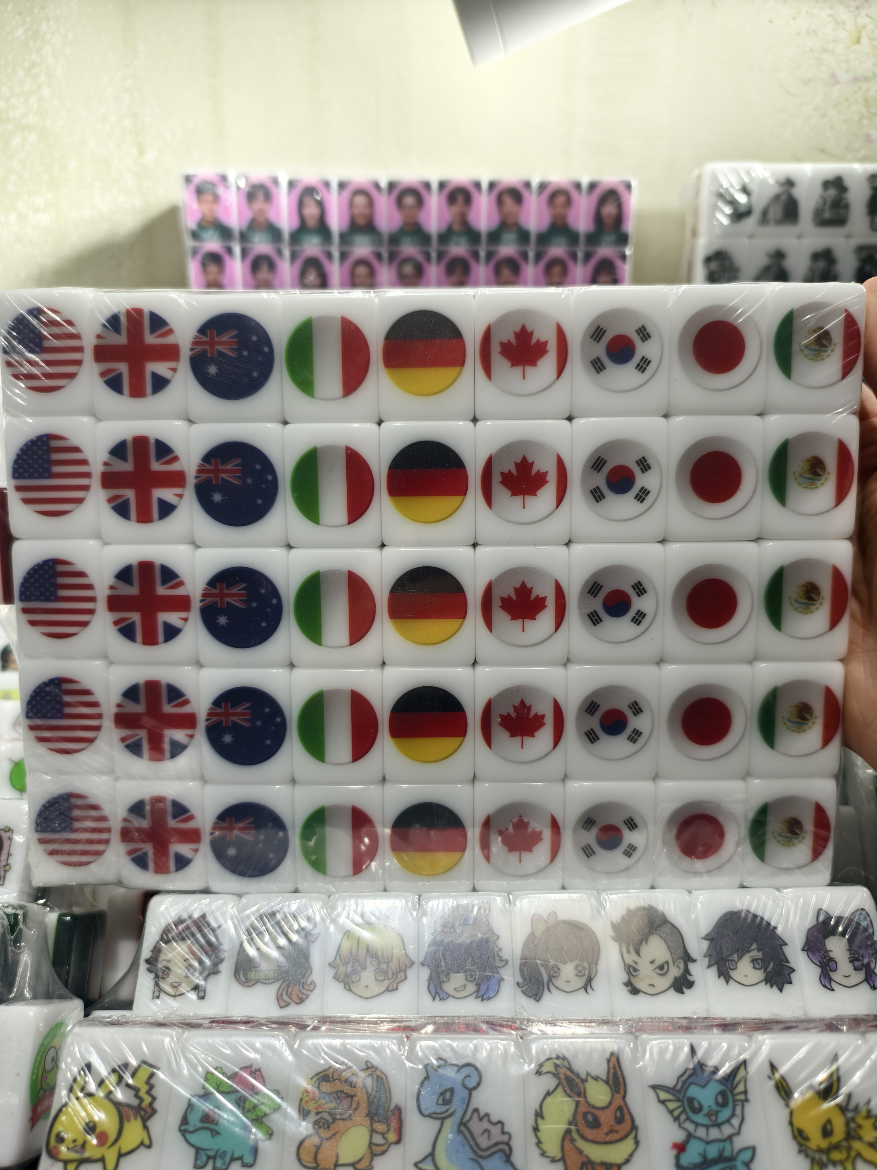 Push Tile Game Deluxe 2 Player Set（ NFL VS Country Flags ）91 Tiles