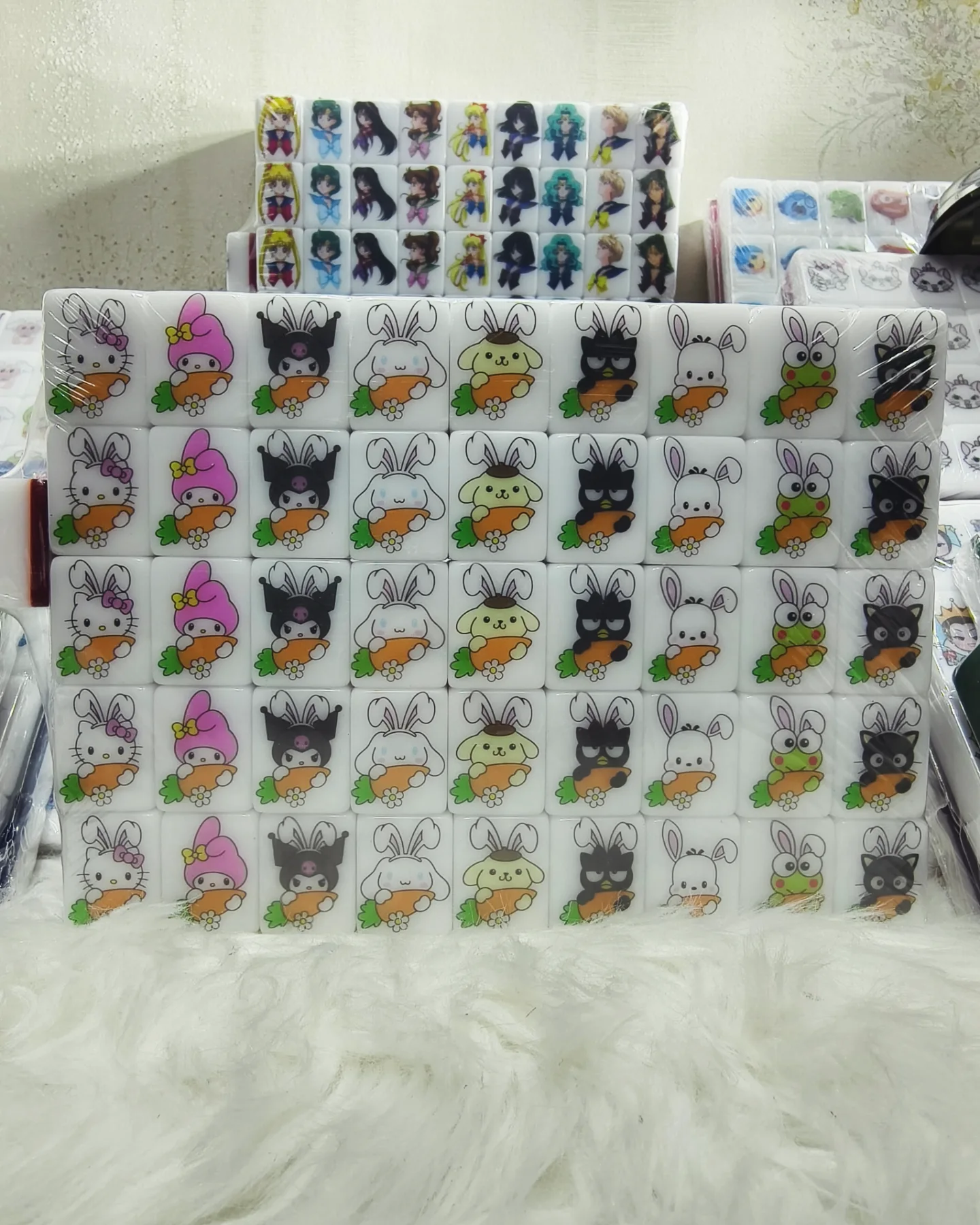 Push Tile Game Deluxe 2 Player Set（ Easter Sanrio vs Snoopy ）91 Tiles