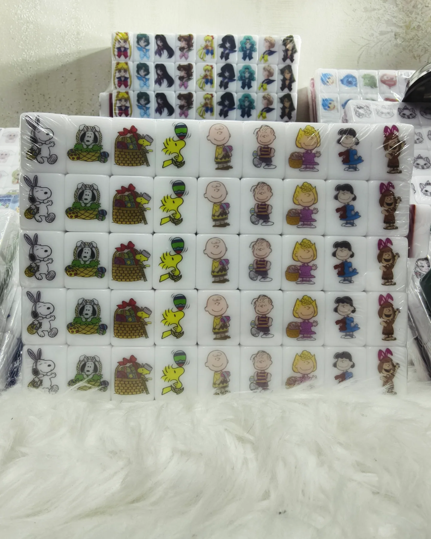 Push Tile Game Deluxe 2 Player Set（ Easter Sanrio vs Snoopy ）91 Tiles