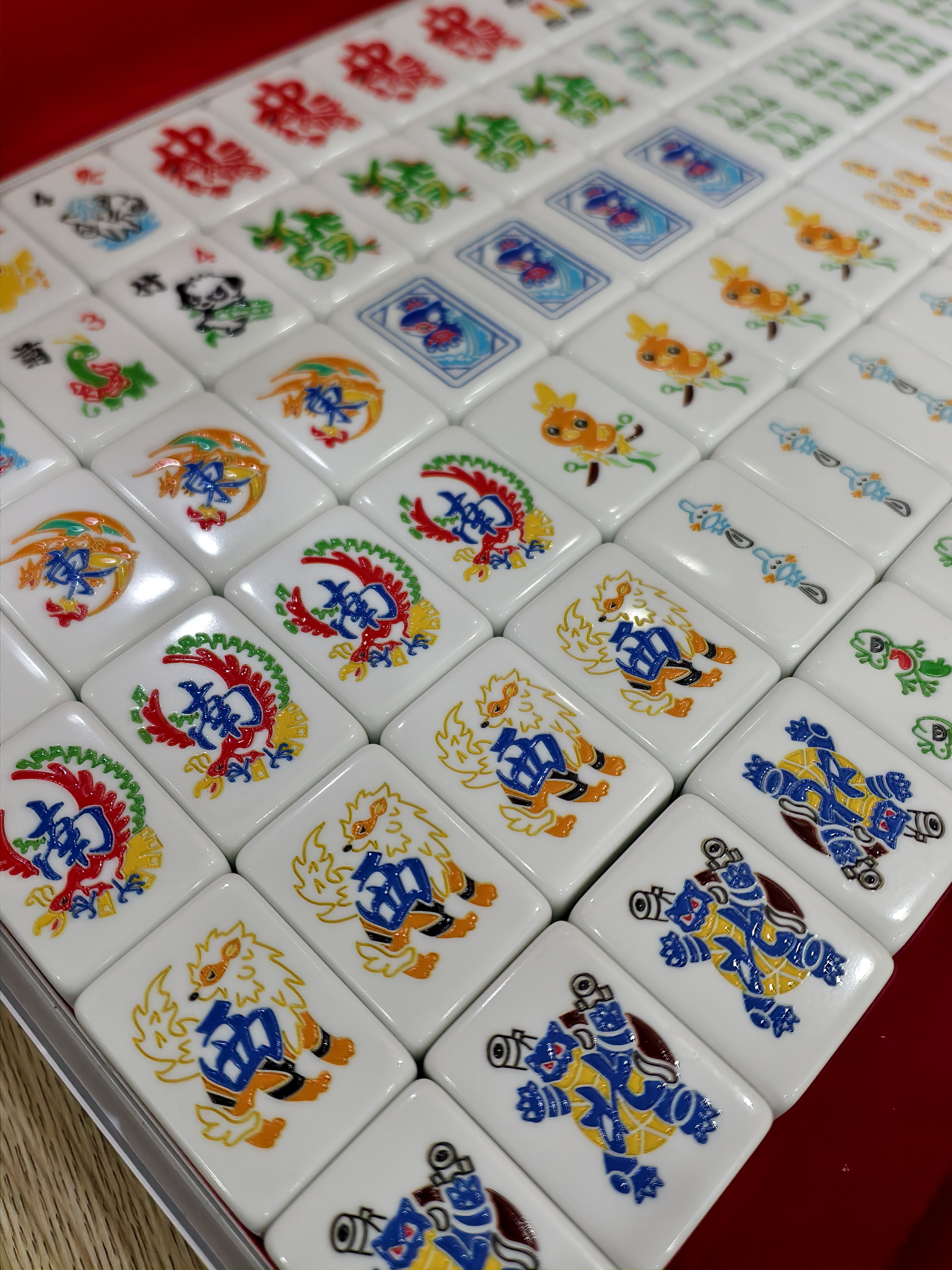 Handmade Traditional Pokemon Mahjong Tile Set ( 144 pcs )