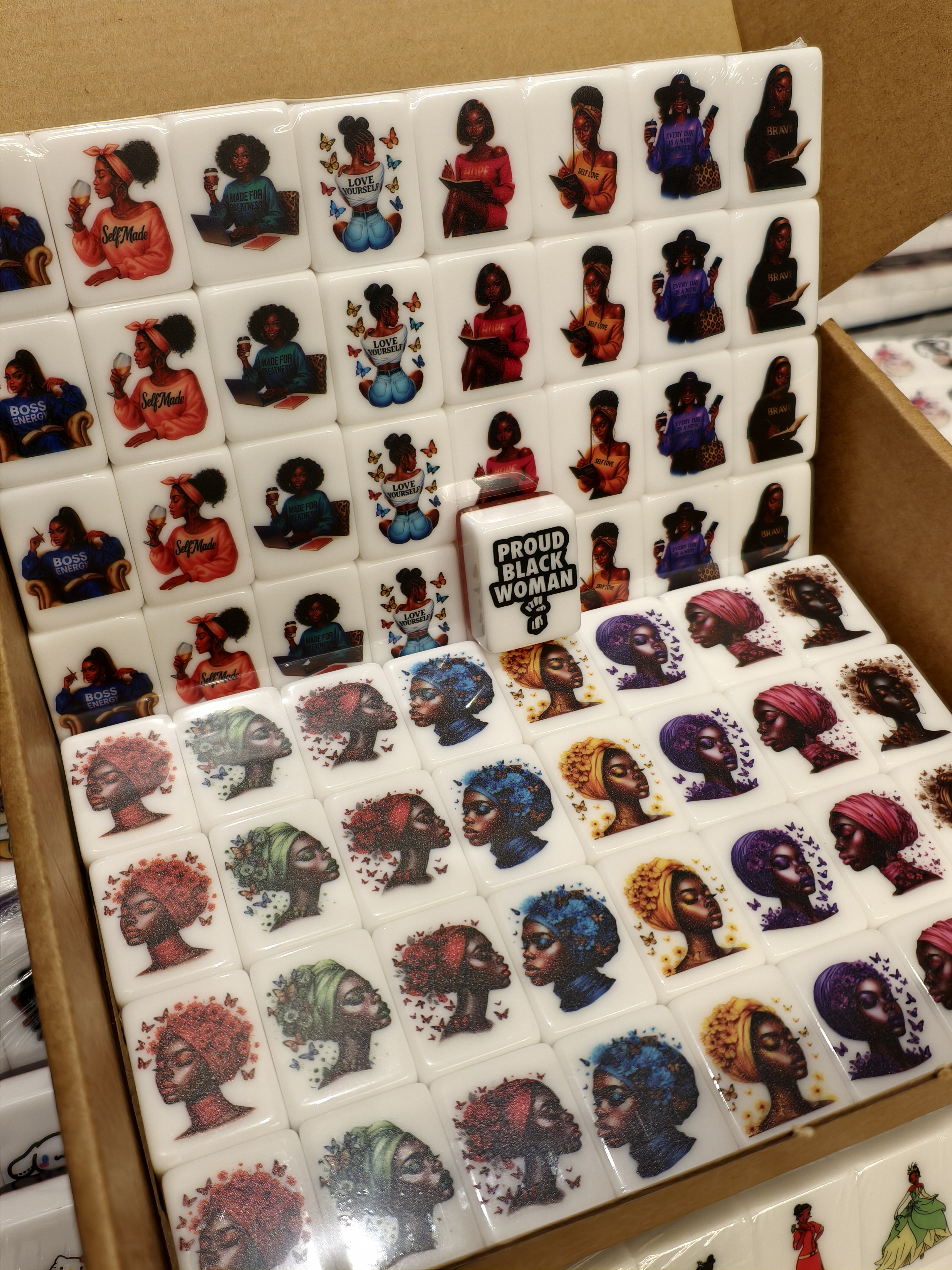 Push Tile Game 2 Player Set（ Afro Queen ）65 Tiles