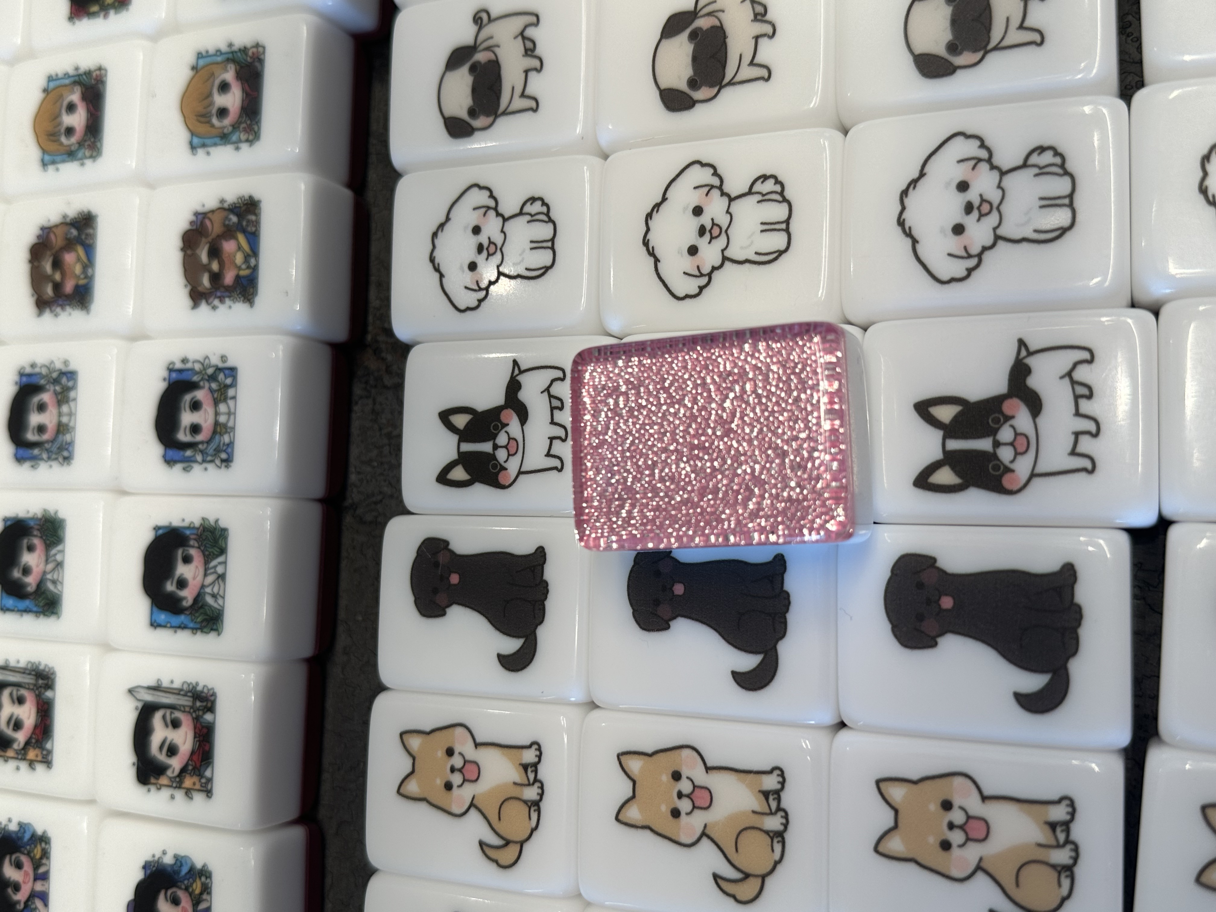 Pre-release Push Tile Mahjong Tile Game Pink 65 tiles ( Carebear ) tiktok new viral trending rummy dominos