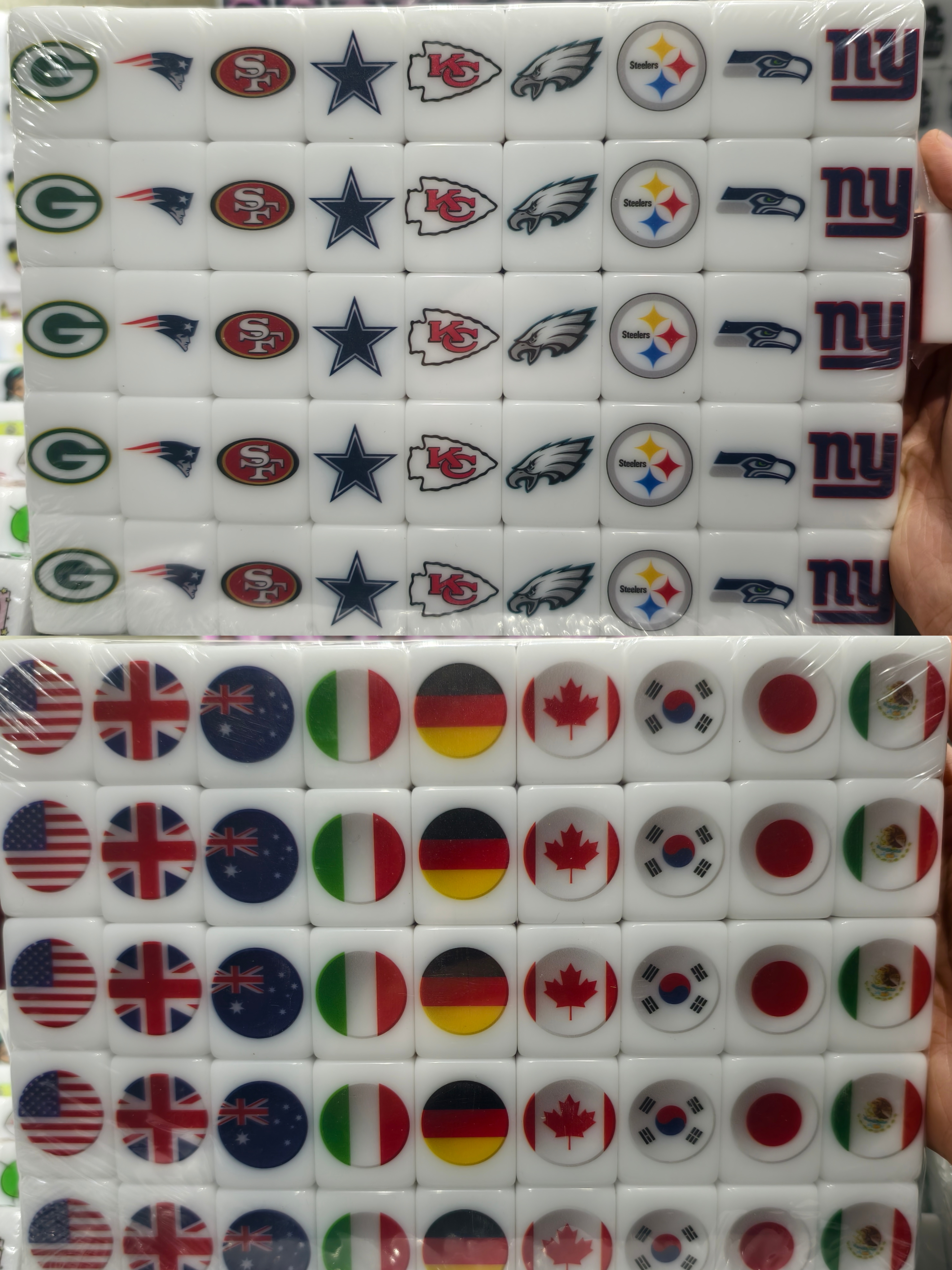 Push Tile Game Deluxe 2 Player Set（ NFL VS Country Flags ）91 Tiles