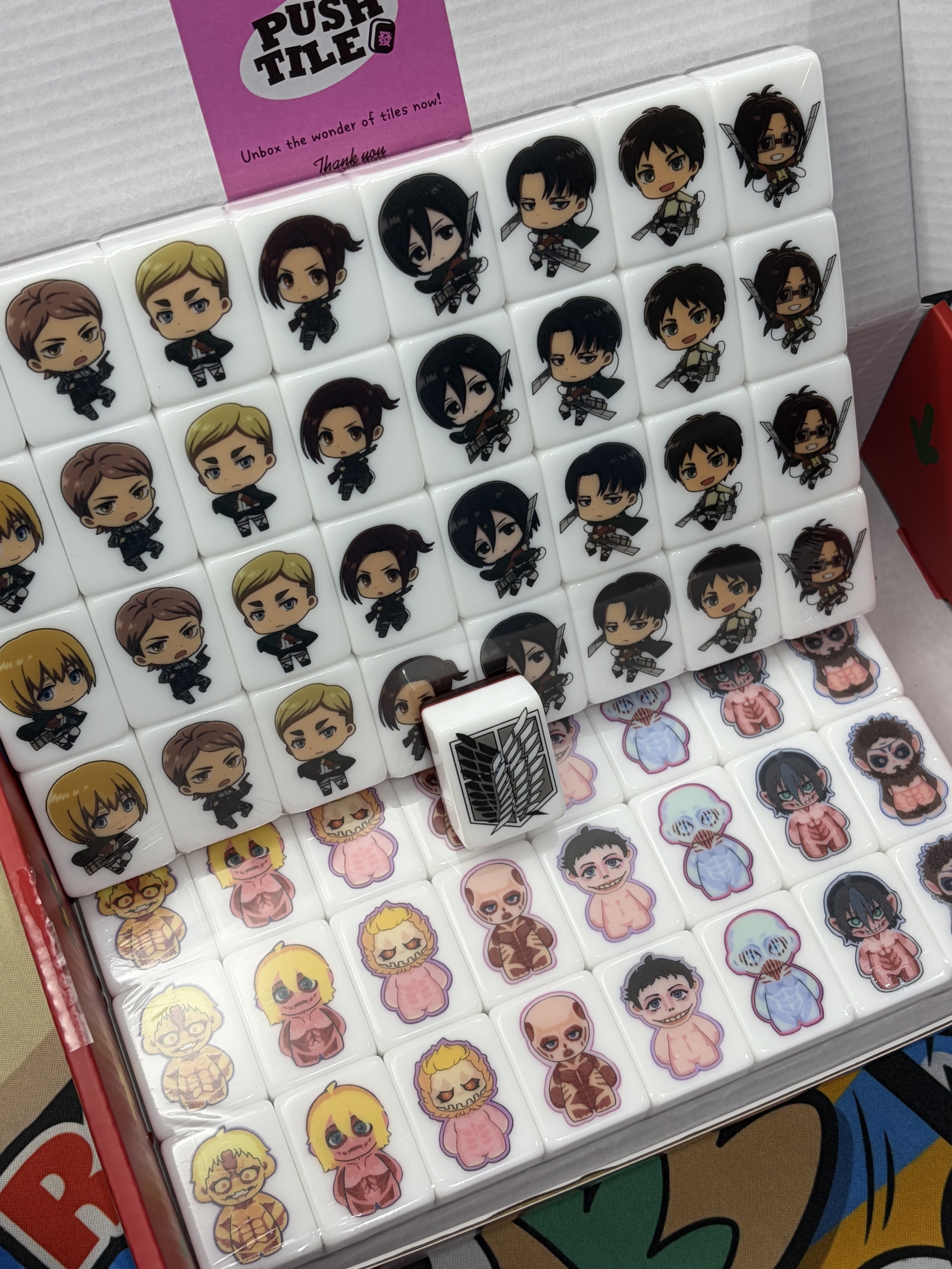 Pre-Release Push Tile Game 2 Player Set（ Attack On Titan ）65 Tiles-Push ...