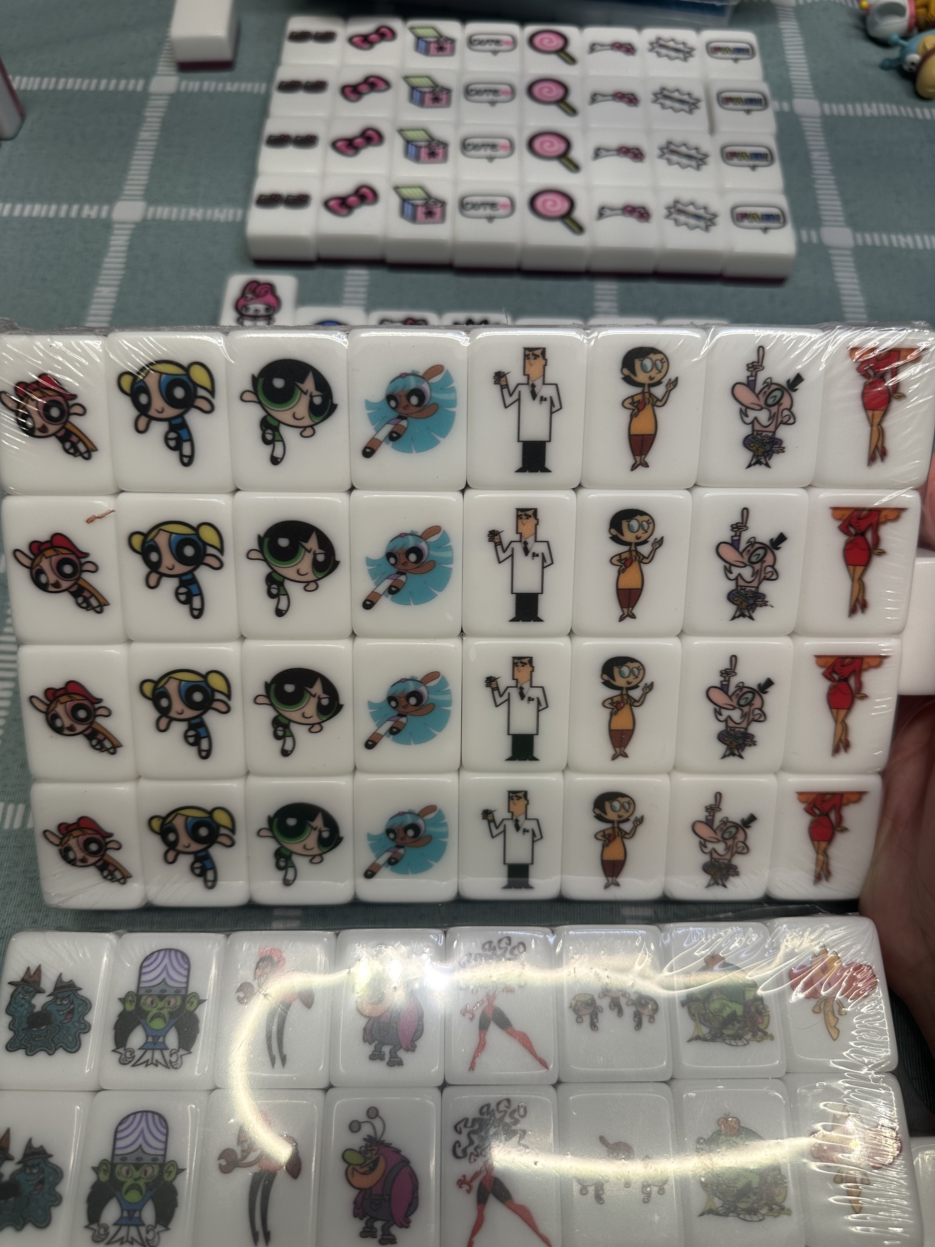 Push Tile Mahjong Tile Game Pink 65 tiles ( Powerpuff Girls - Justice VS Evil ) tiktok new viral trending rummy dominos