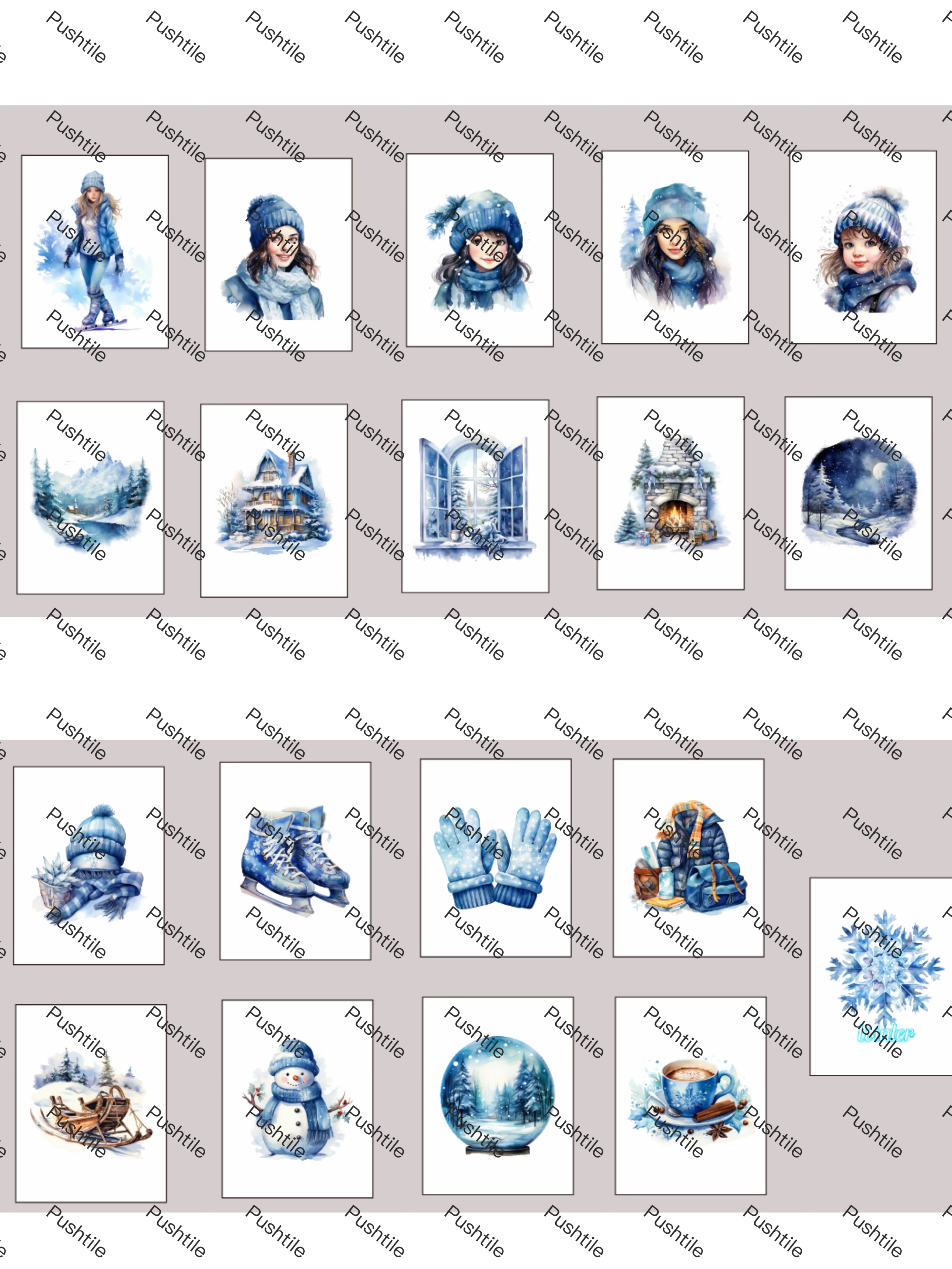 Push Tile Game Deluxe 2 Player Set（ Season Collection - Winter ）91 Tiles