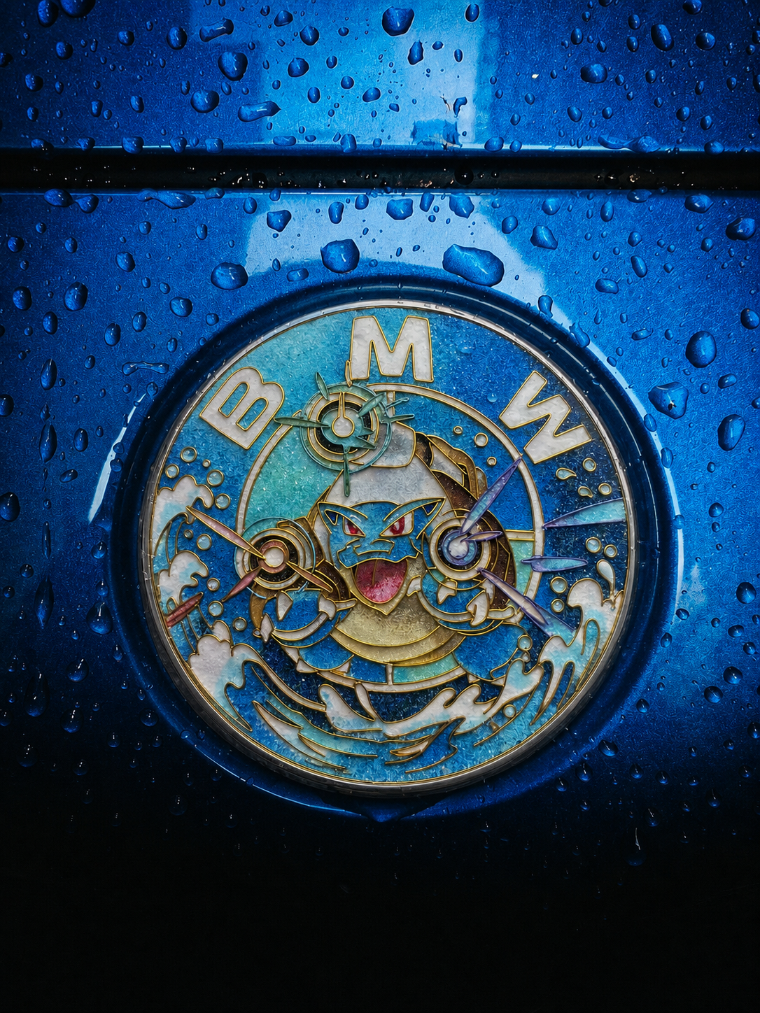 [Heritage Enamel Custom Car Badge - Mega Blastoise | Master Artisan Hand-Painted Emblem