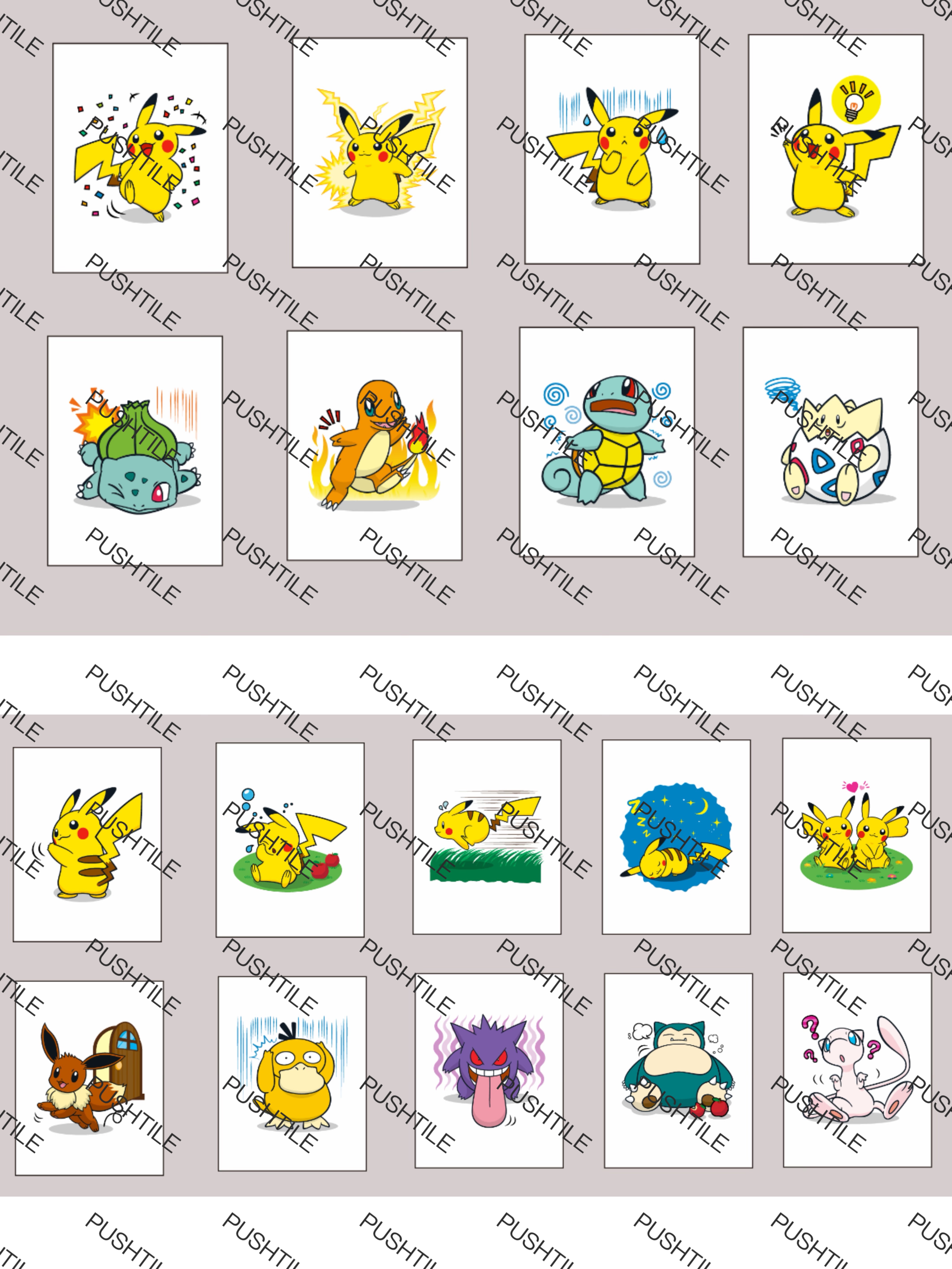 Push Tile Game Deluxe 2 Player Set（ Pokemon - Pikachu VS Friends ）91 Tiles