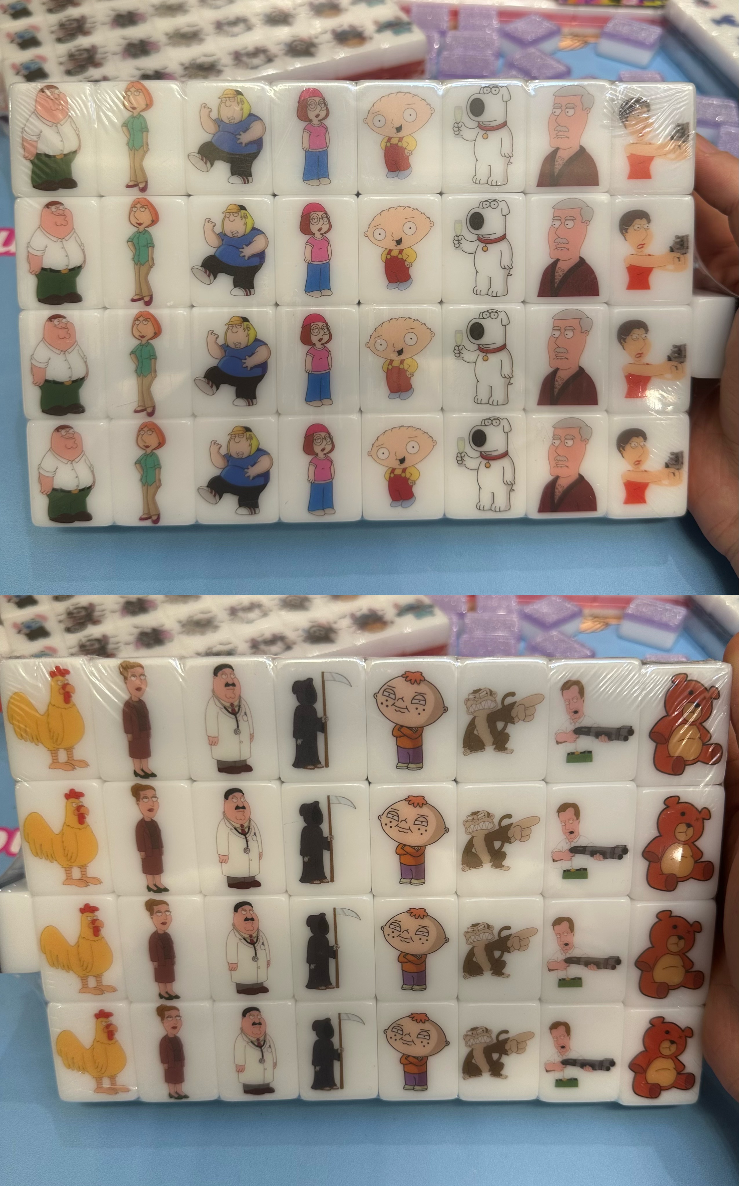 Push Tile Game 2 Player Set（ Family guy - Family Member VS Antagonists ）65 Tiles