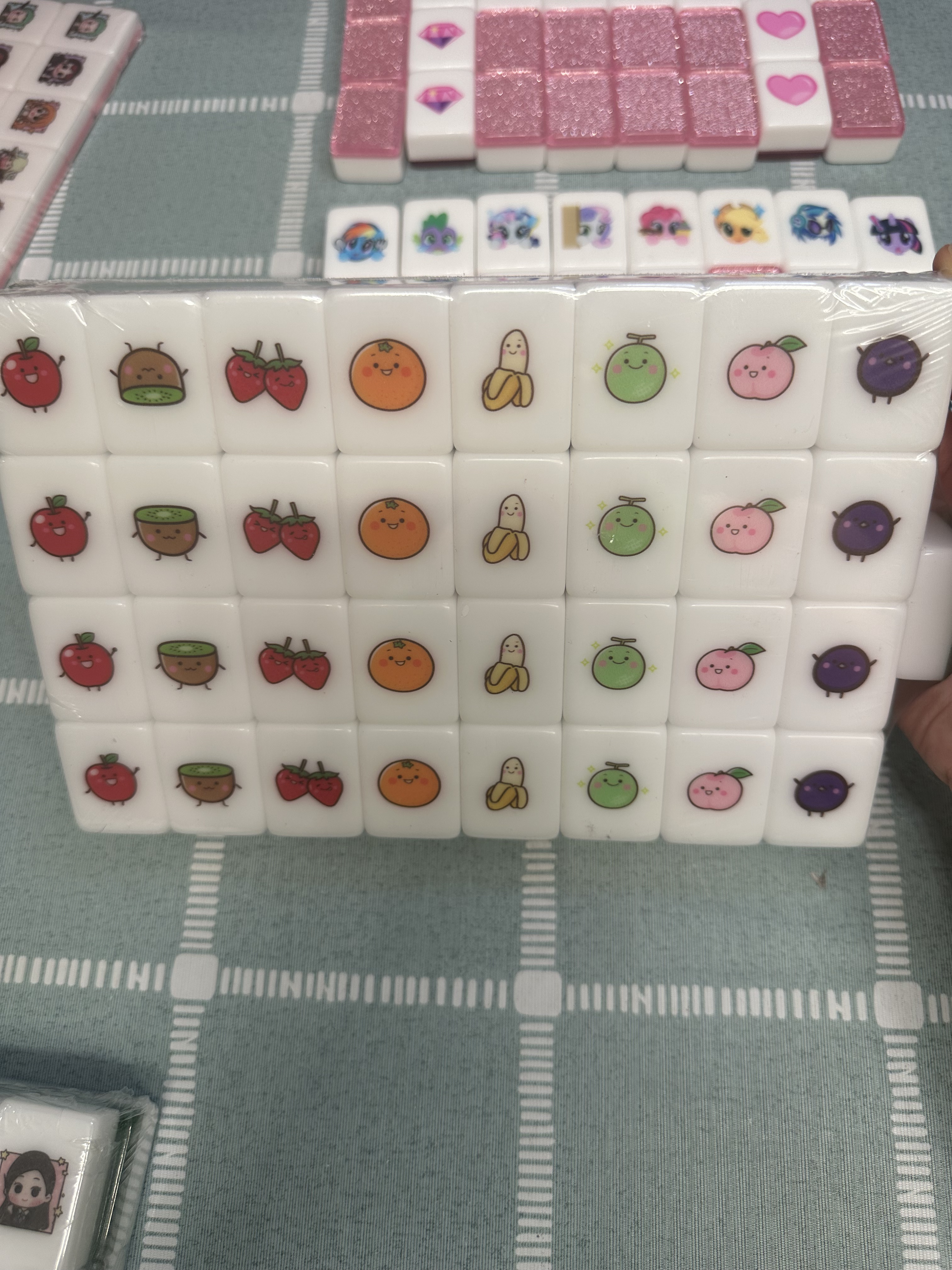 Push Tile Game 2 Player Set ( Cute Fruits VS Vegetables ) 65 Tiles 