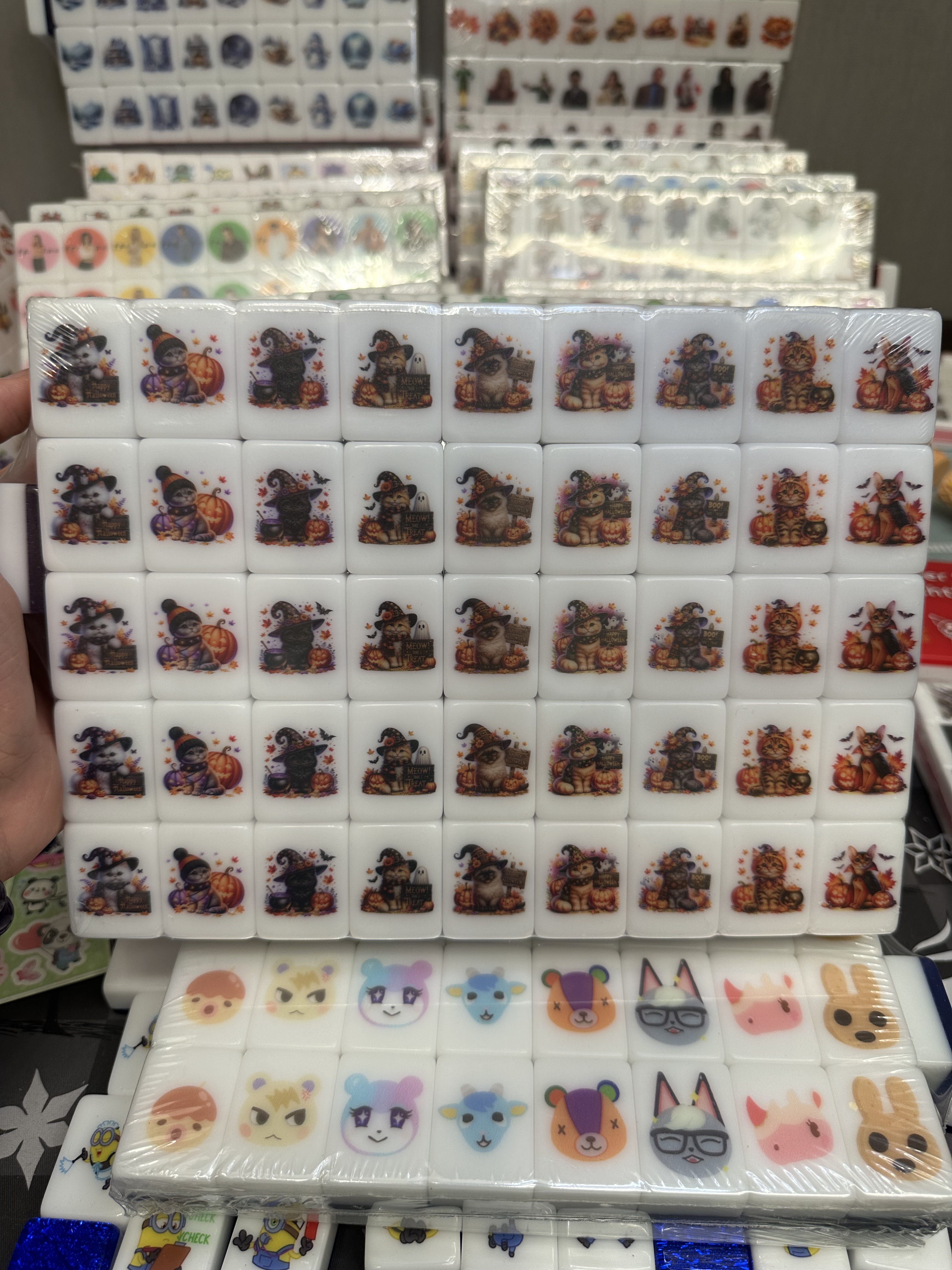 Push Tile Game Deluxe 2 Player Set（ Halloween Cats VS Dogs ）91 Tiles