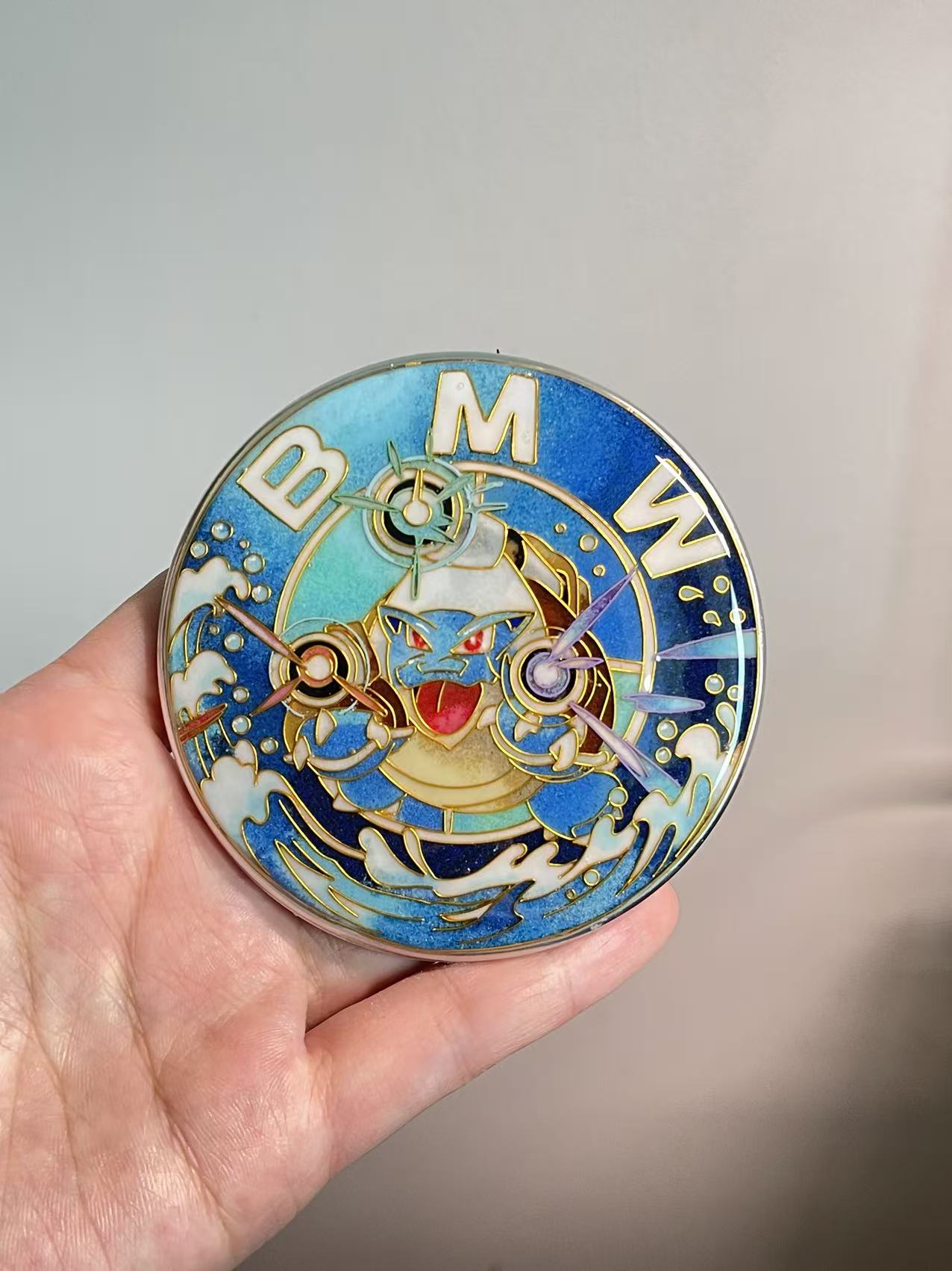 [Heritage Enamel Custom Car Badge - Mega Blastoise | Master Artisan Hand-Painted Emblem