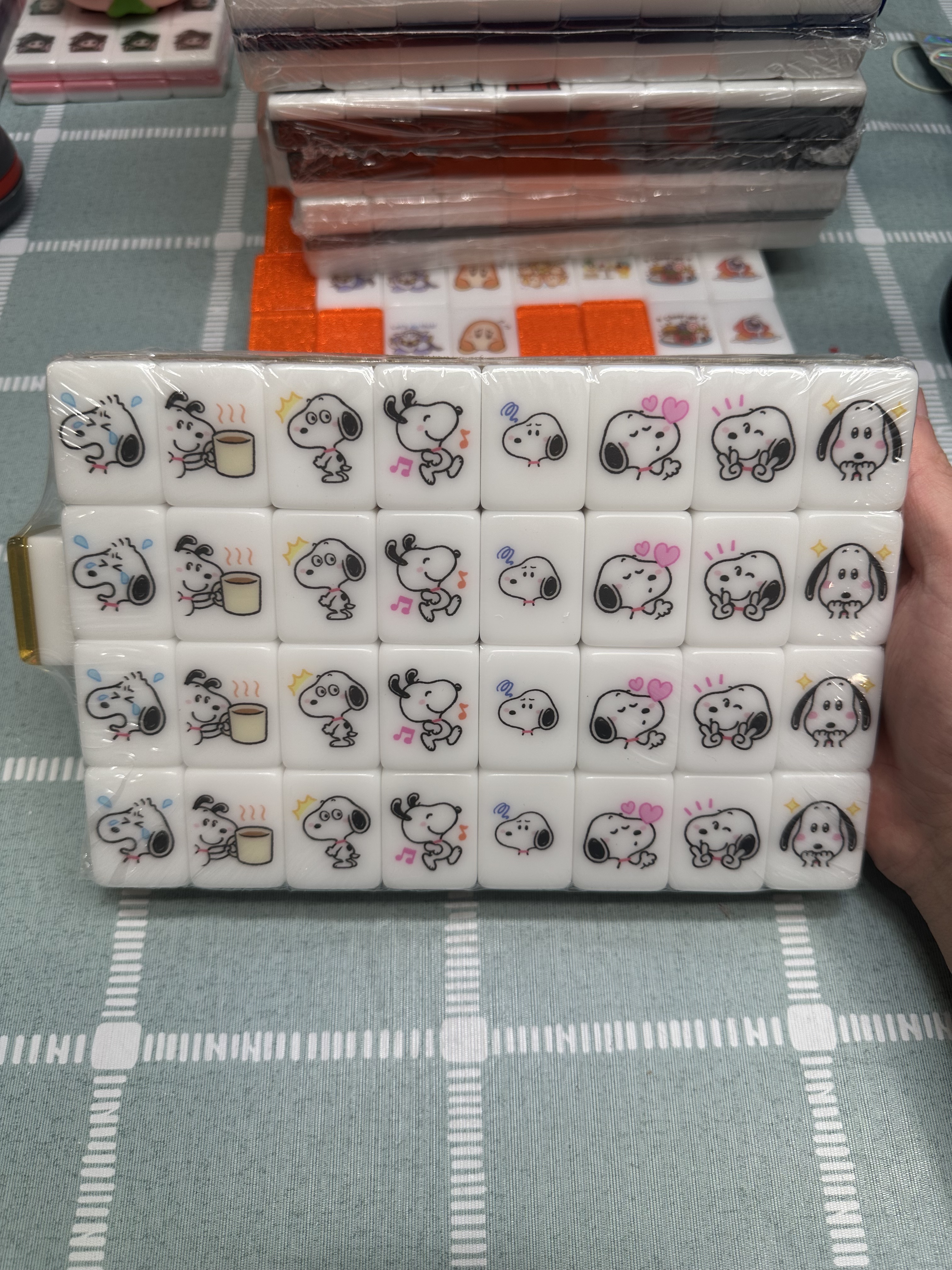 PushTile Mahjong Tile Game Sunrise Yellow 65 tiles ( Snoopy and friends ) tiktok new viral trending rummy dominos