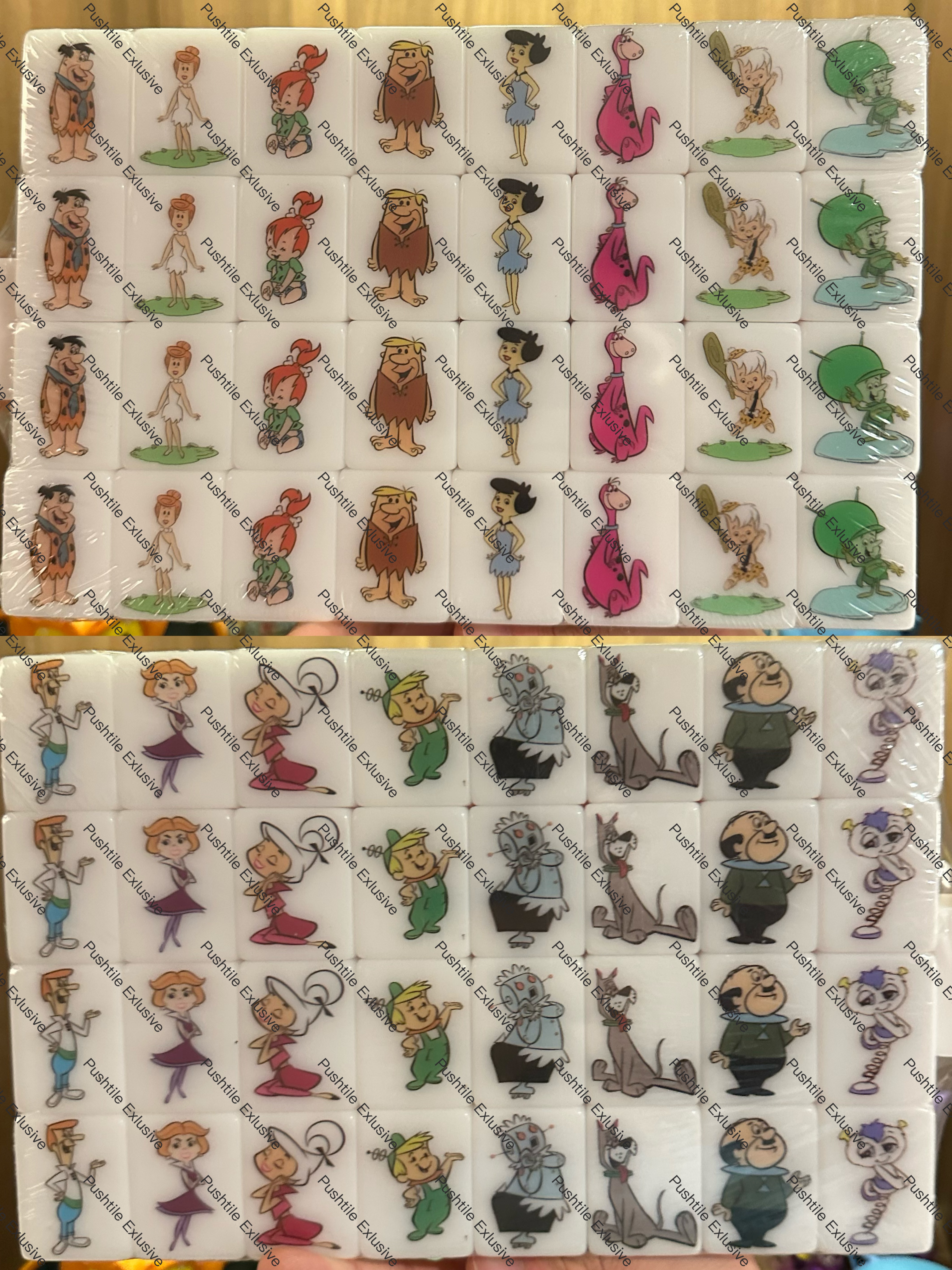 Push Tile Game 2 Player Set（ The Flintstone vs The Jetsons  ）65 Tiles