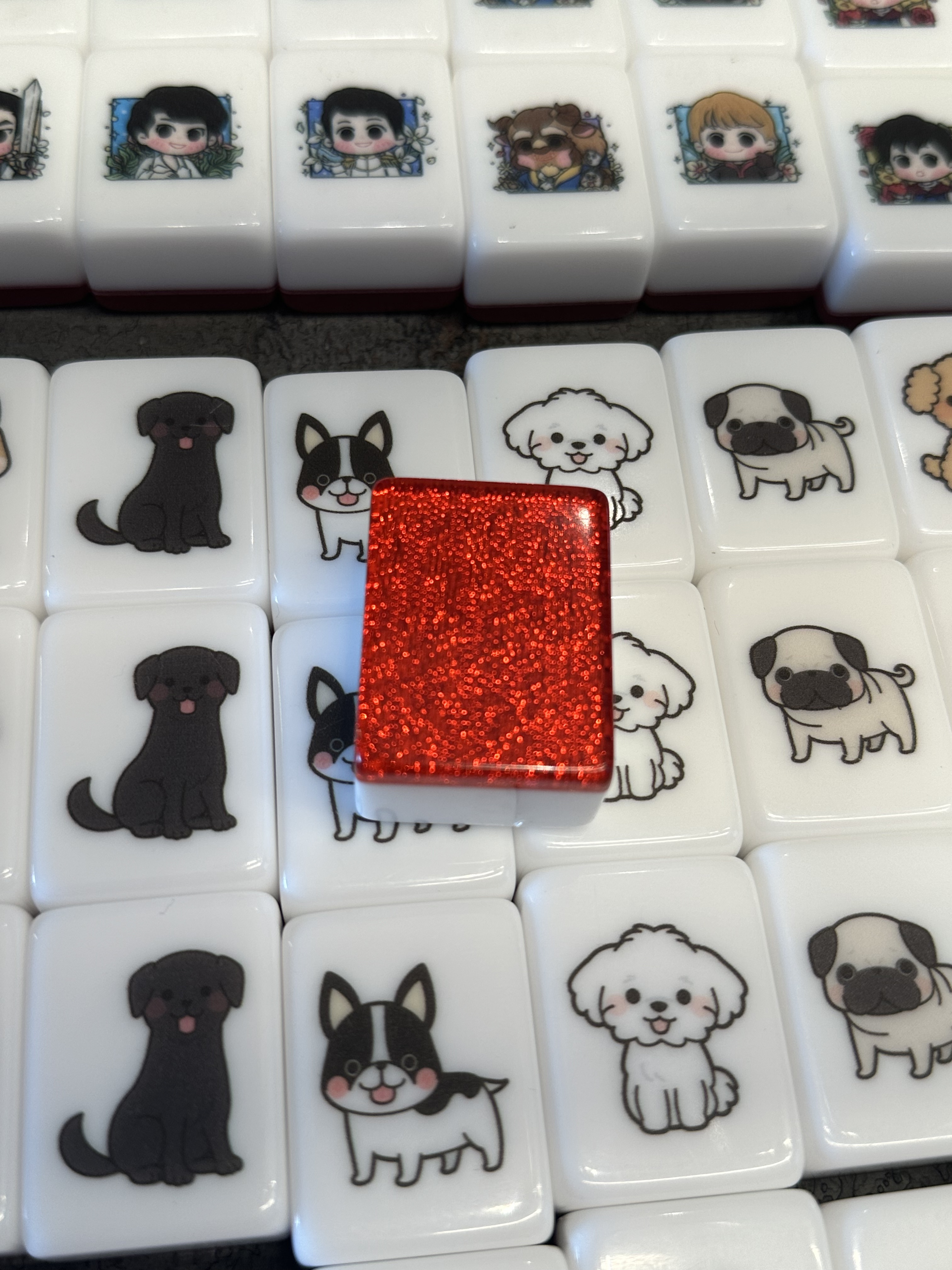 Push Tile Mahjong Tile Game Blank Premium Glitter Back Tile ( 40 mm ) - Different Colors 