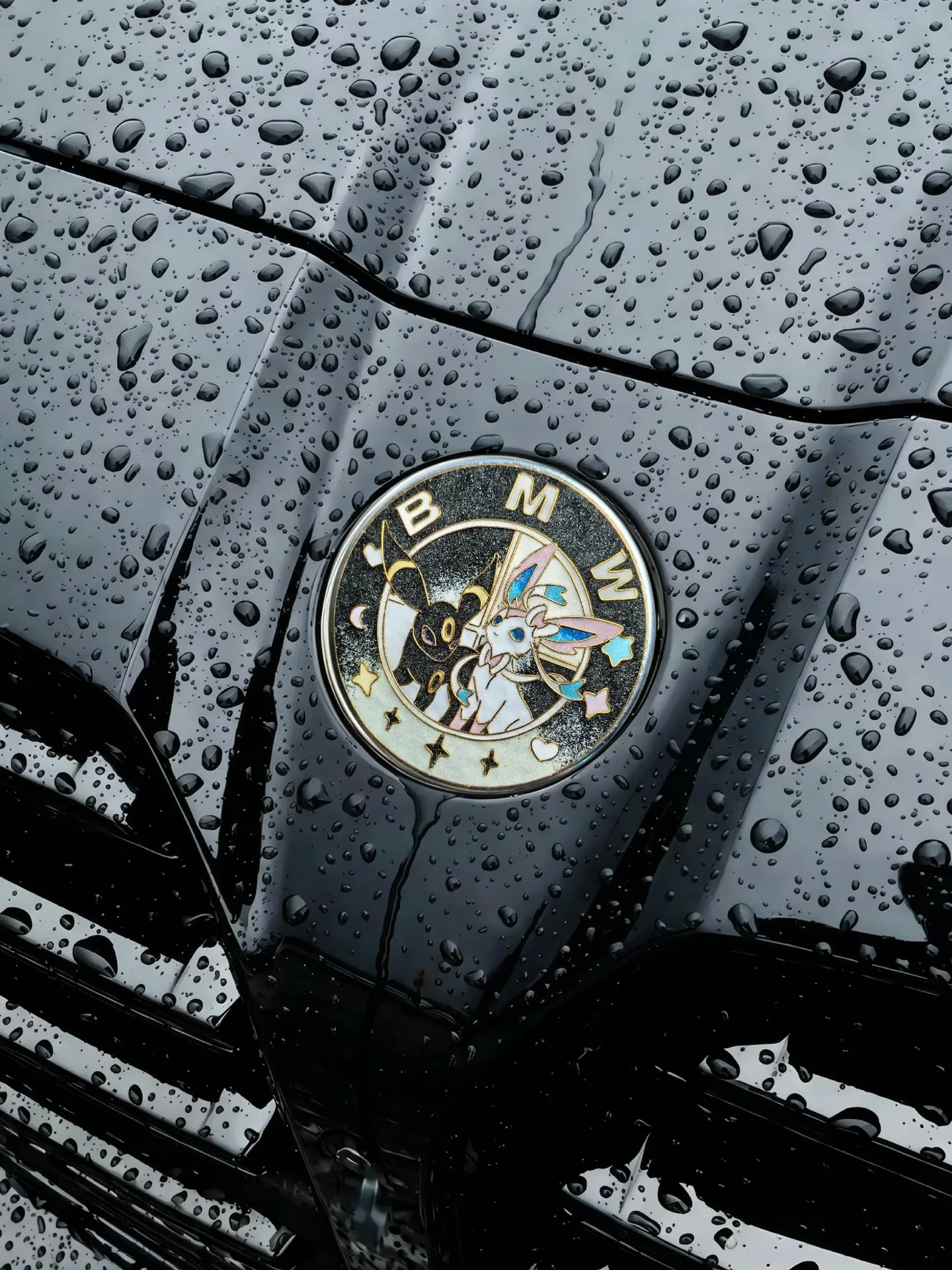 Heritage Enamel Custom Car Badge - Umbreon & Sylveon | Master Artisan Hand-Painted Emblem