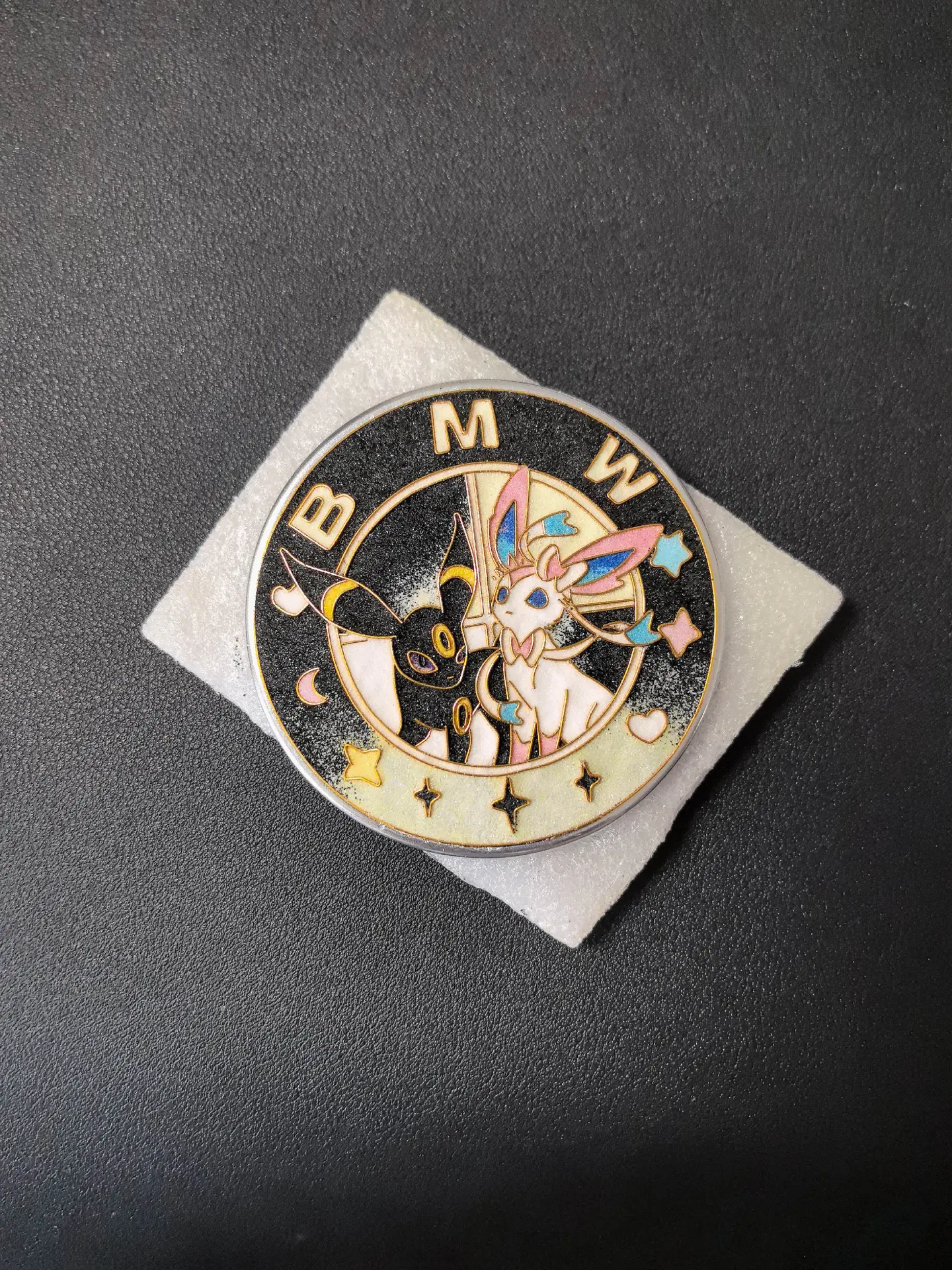 Heritage Enamel Custom Car Badge - Umbreon & Sylveon | Master Artisan Hand-Painted Emblem