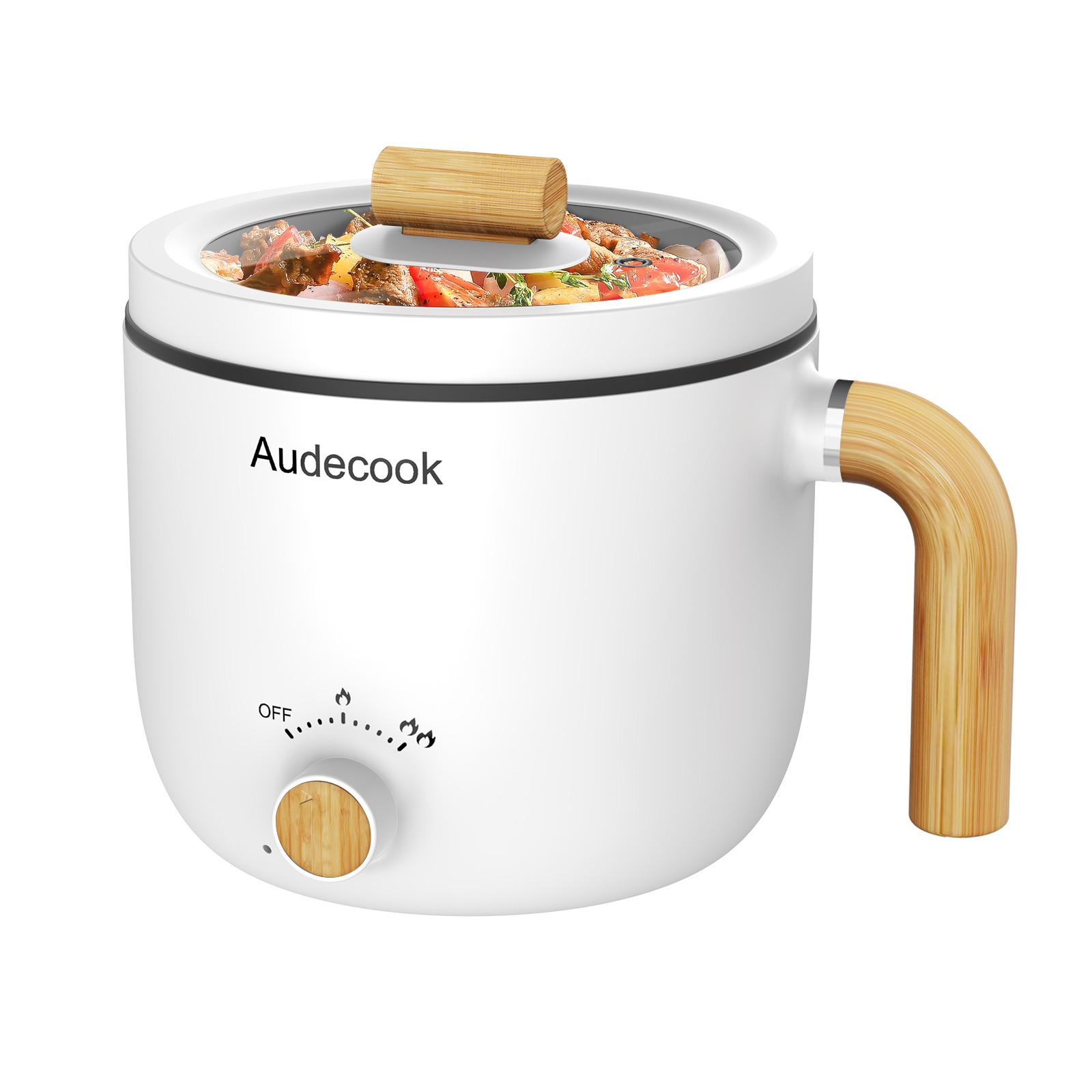 Audecook 1.5L Mini Electric Hot Pot Portable Rapid Noodles Cooker