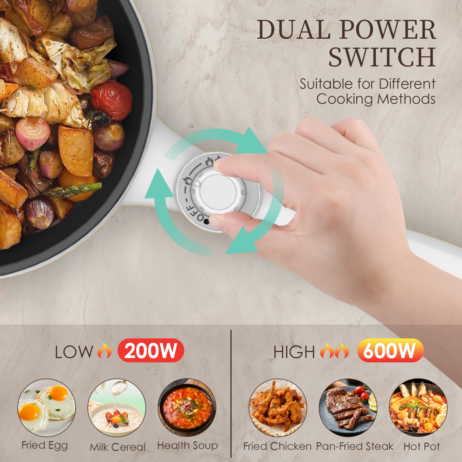 Audecook 1.7L Portable Electric Skillet – Nonstick Mini Hot Pot - Green