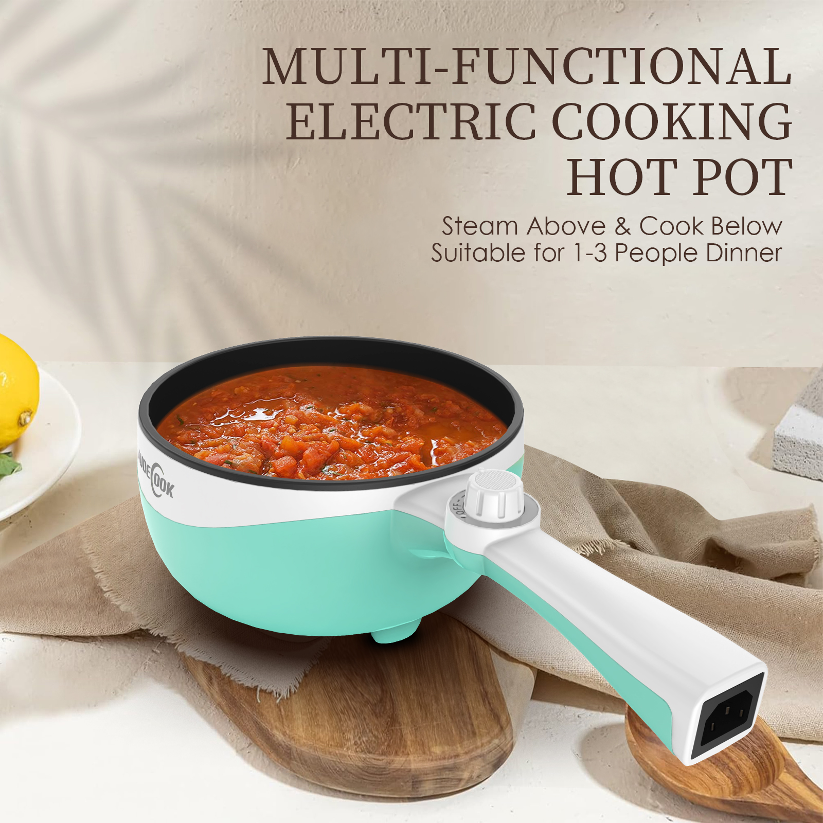 Audecook 1.7L Portable Electric Skillet – Nonstick Mini Hot Pot - Green