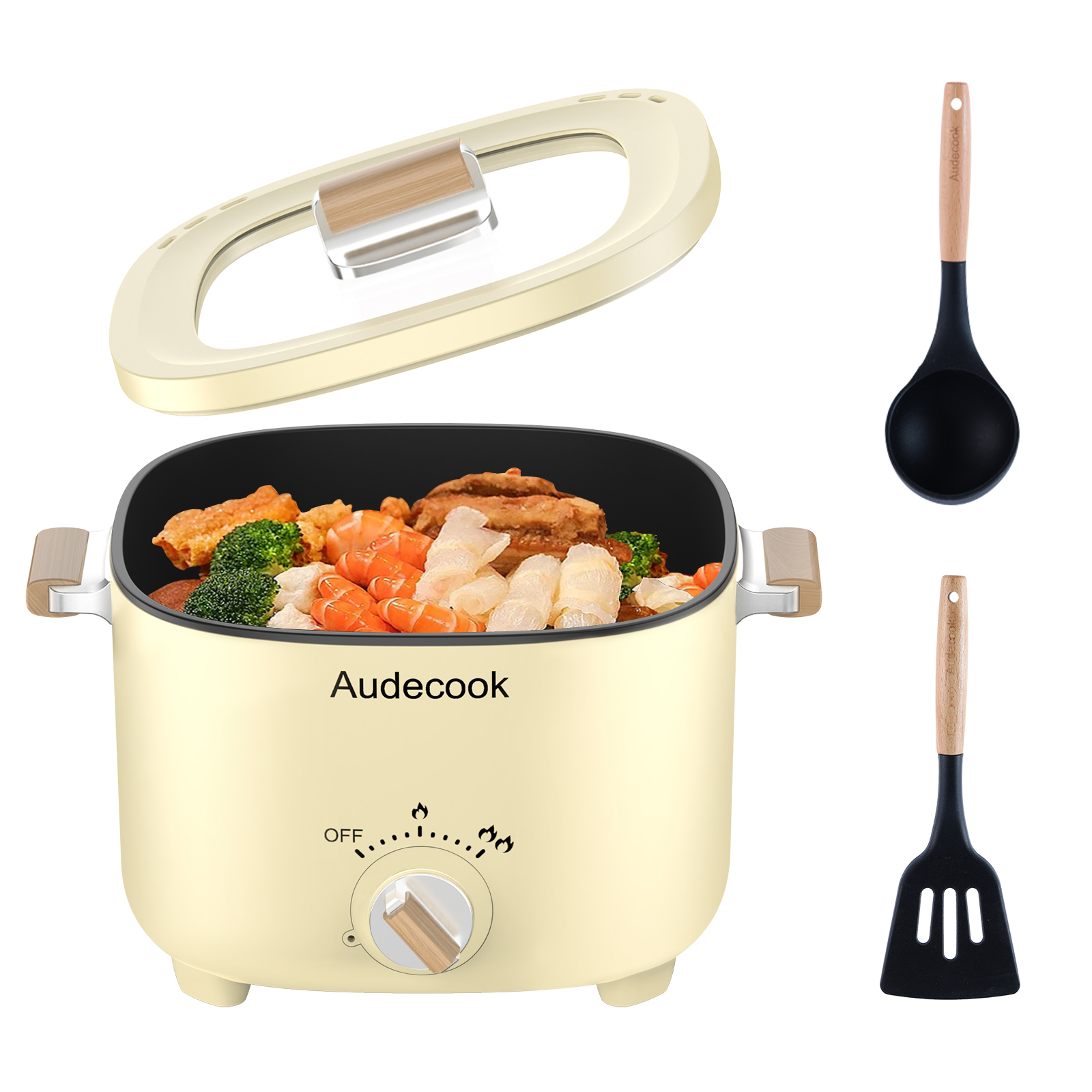 Audecook 2.5L Portable Electric Hot Pot Versatile Multicooker for Tra