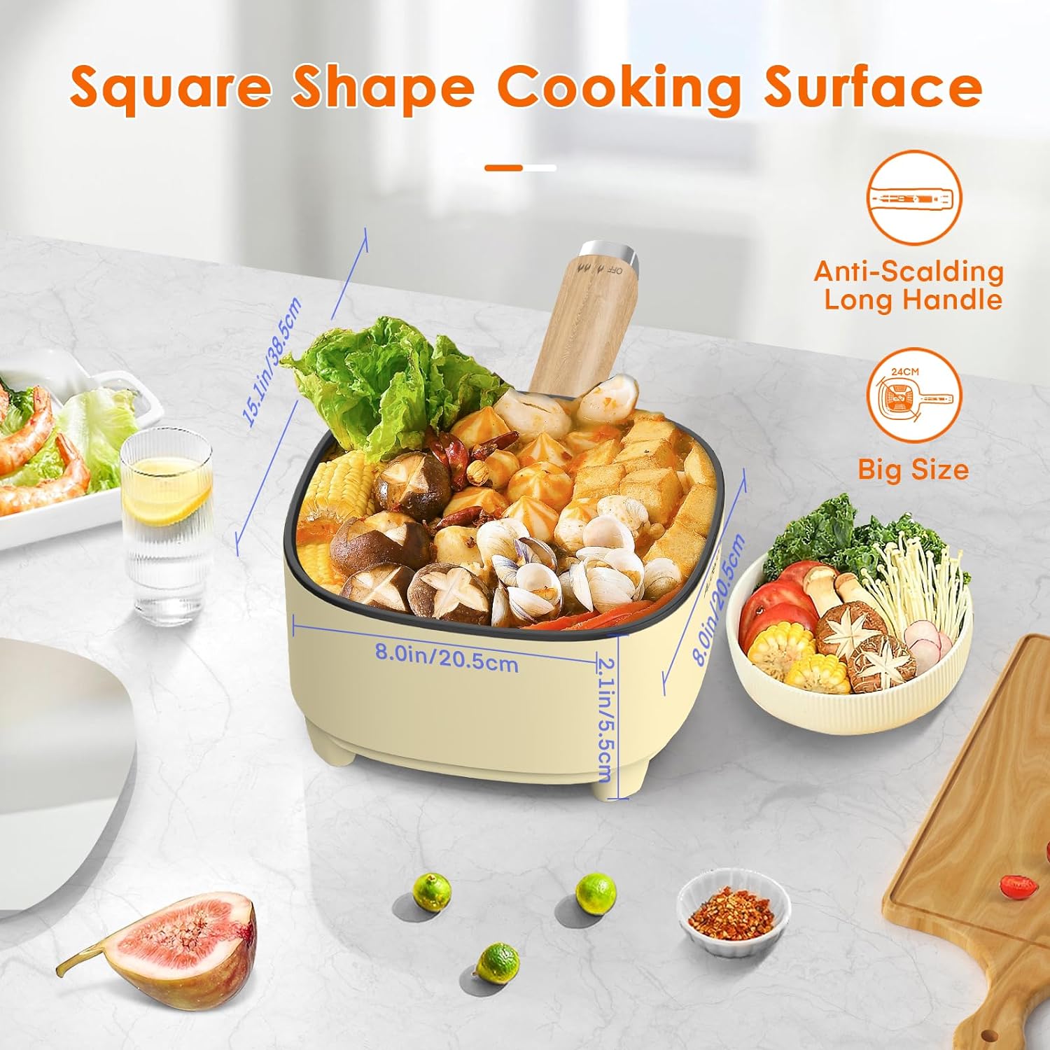 [Copy]Audecook 2L Electric Hot Pot with 8-Inch Non-Stick Pan