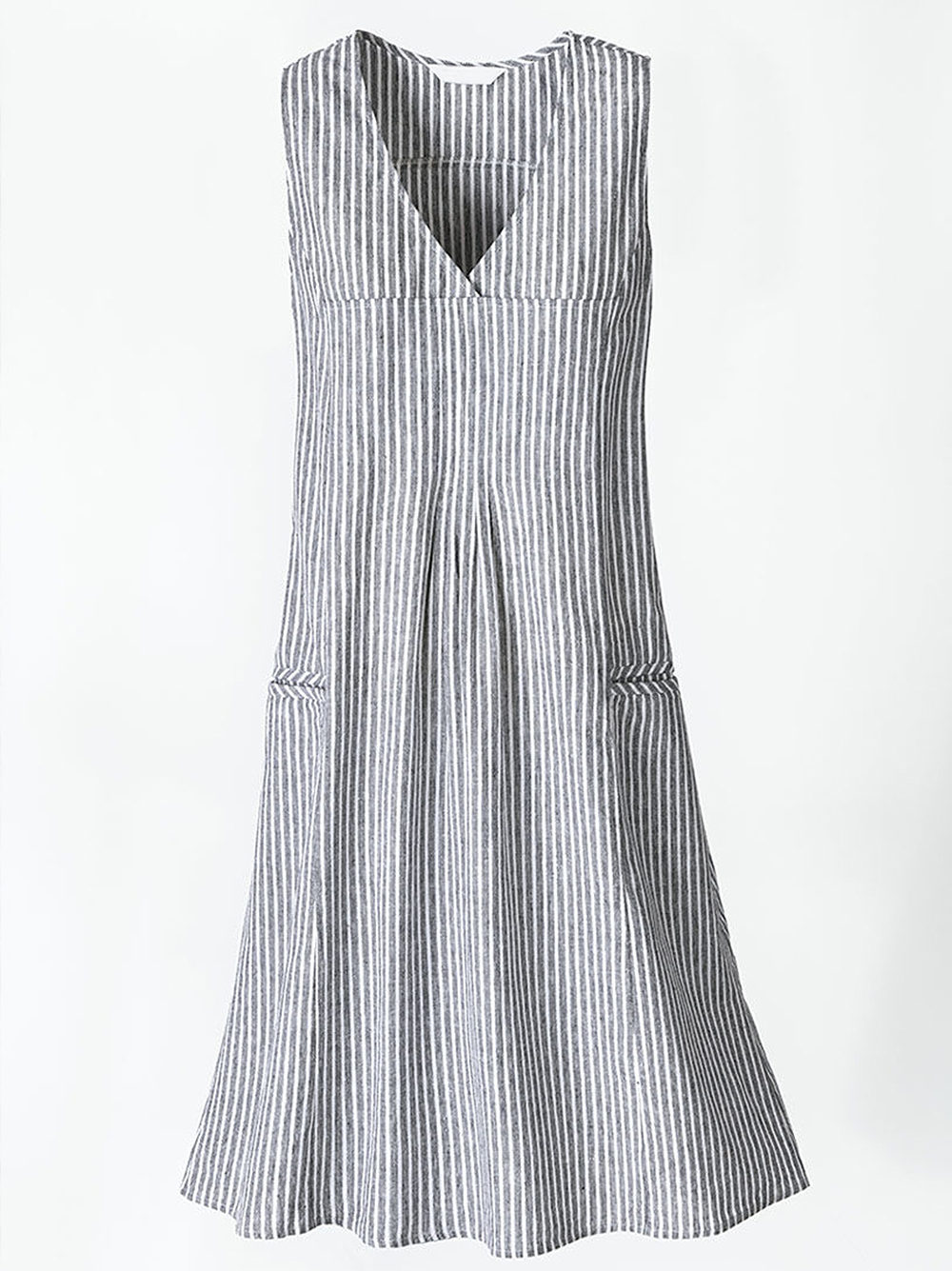 COZINEN Women's V-Neck Sleeveless Stripe Dress