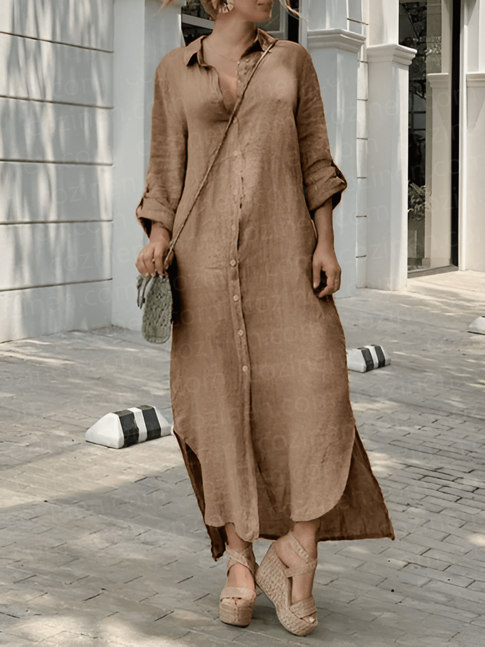 Cotton linen maxi dress best sale