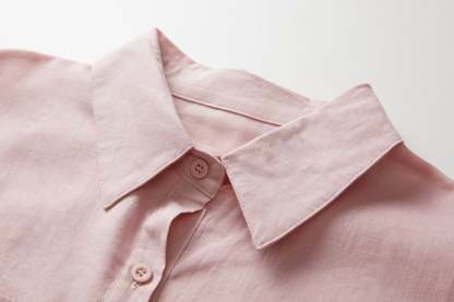 COZINEN Women's Casual lapel pocket solid color split shirt dress