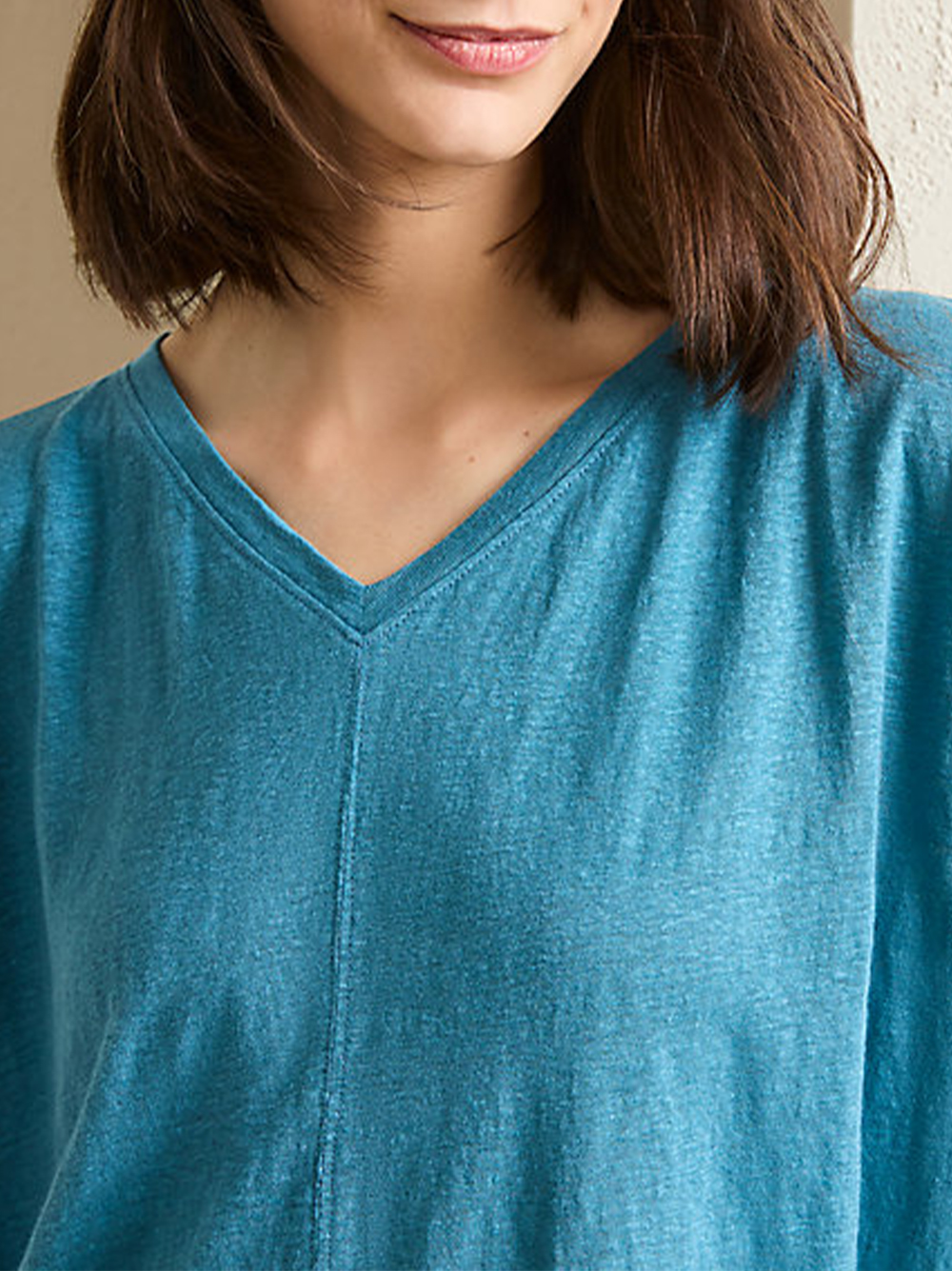 COZINEN Women's Solid Color V-Neck Short Sleeve Top