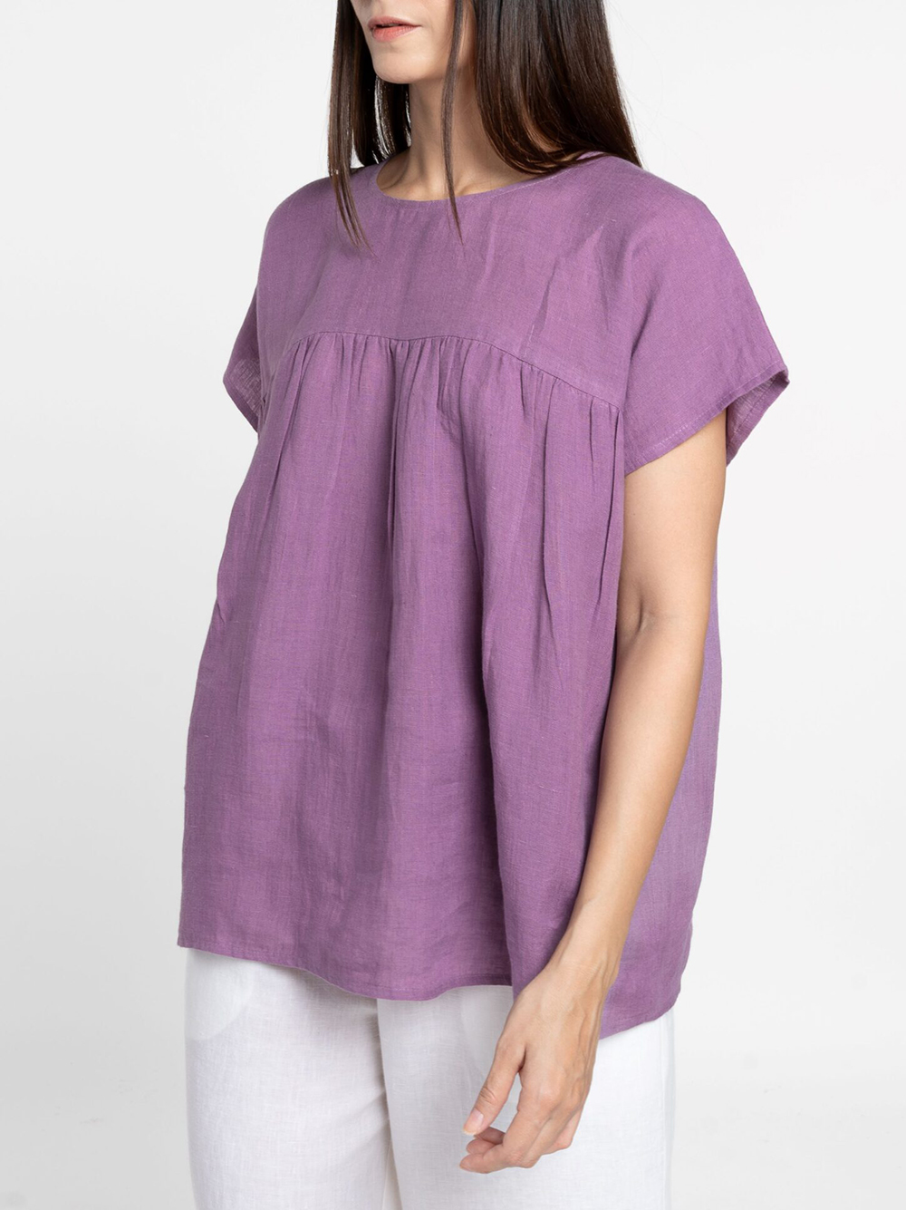 COZINEN Women's Solid Color Round Neck Short Sleeve Pullover Top