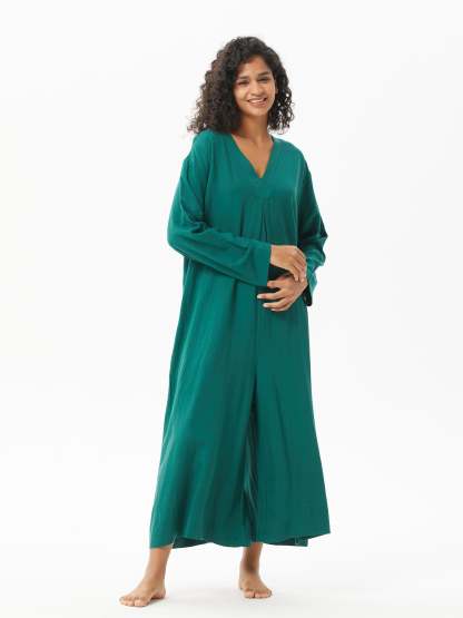 V-neck Long-Sleeved Jumpsuit