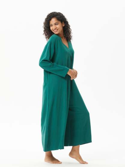 V-neck Long-Sleeved Jumpsuit