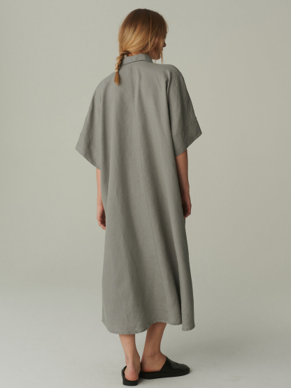 Women's Shirt Button Cotton Linen Dress