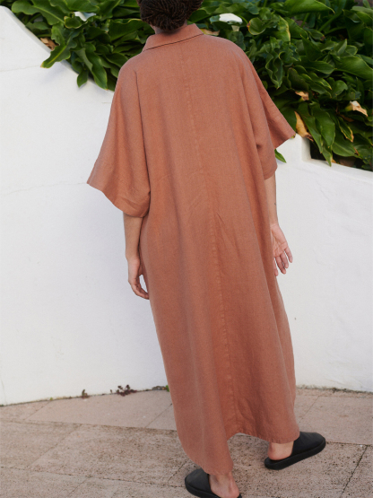 Women's Shirt Button Cotton Linen Dress