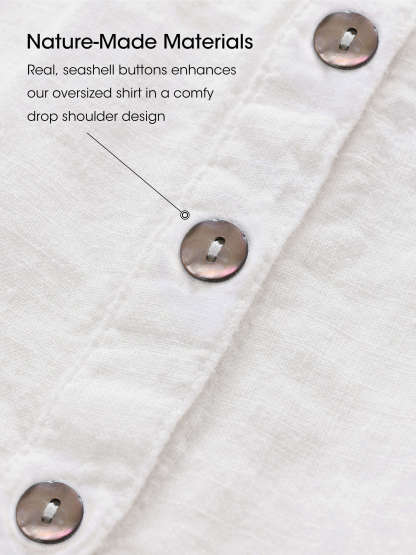 Cozinen 100% Linen Button-Up Loose Shirt
